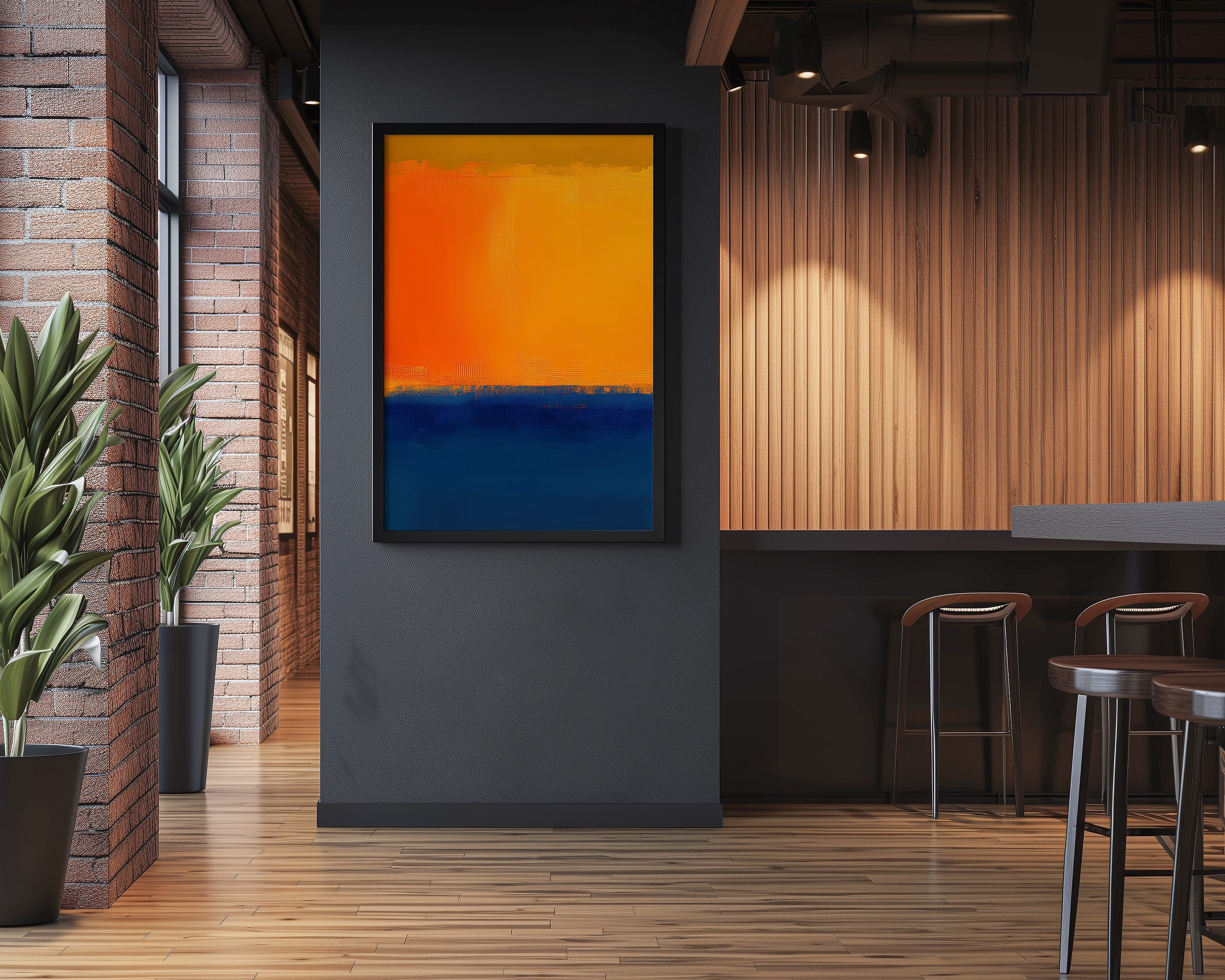 Abstract Wall Art – Twilight Horizon Color Field Print | Large Canvas Art, Moody Living Room Decor