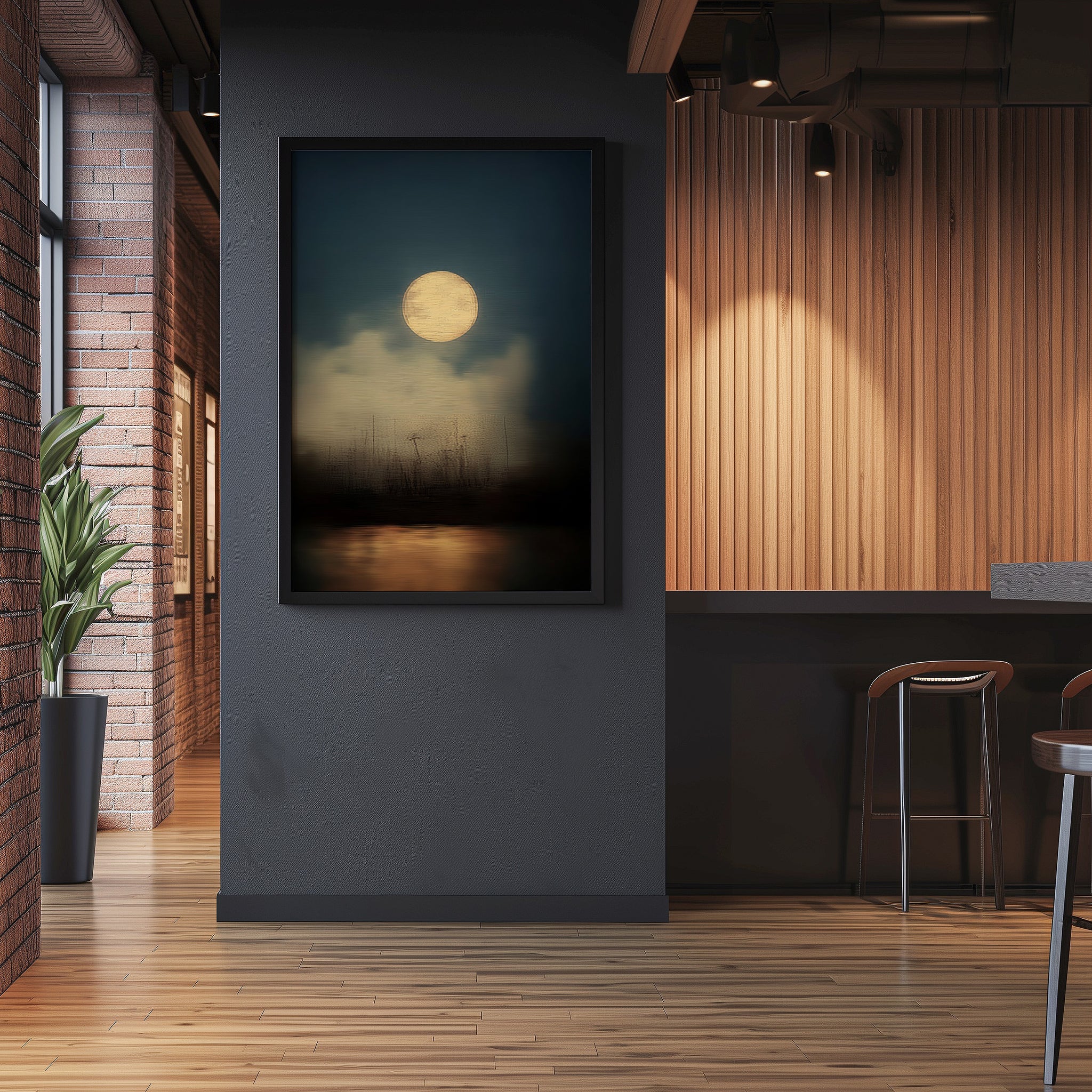Full Moon Wall Art – Moody Night Sky Celestial Canvas | Minimalist Moon Print