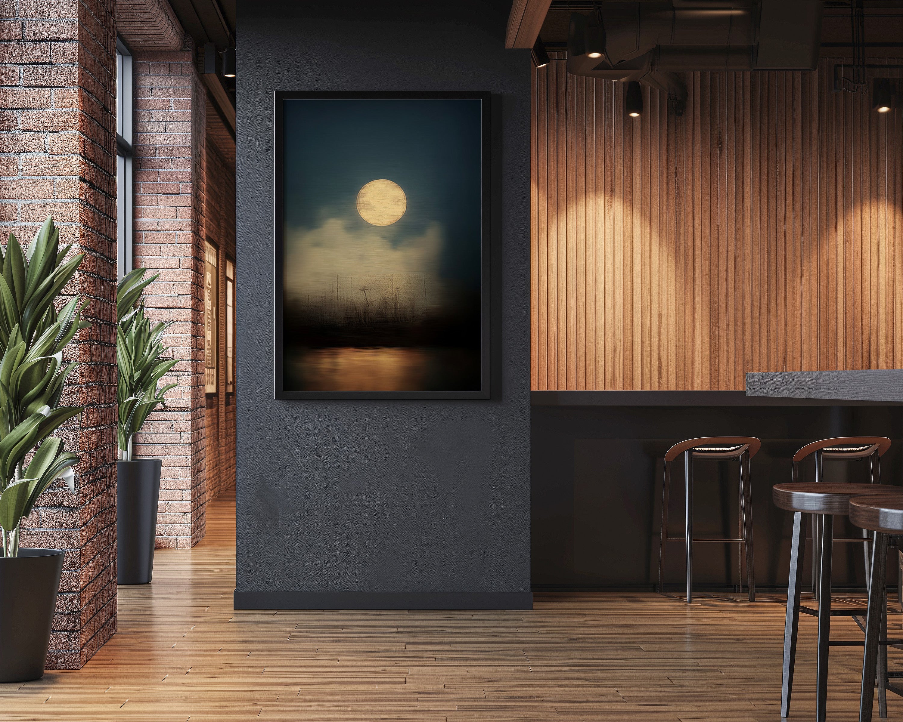 Full Moon Wall Art – Moody Night Sky Celestial Canvas | Minimalist Moon Print