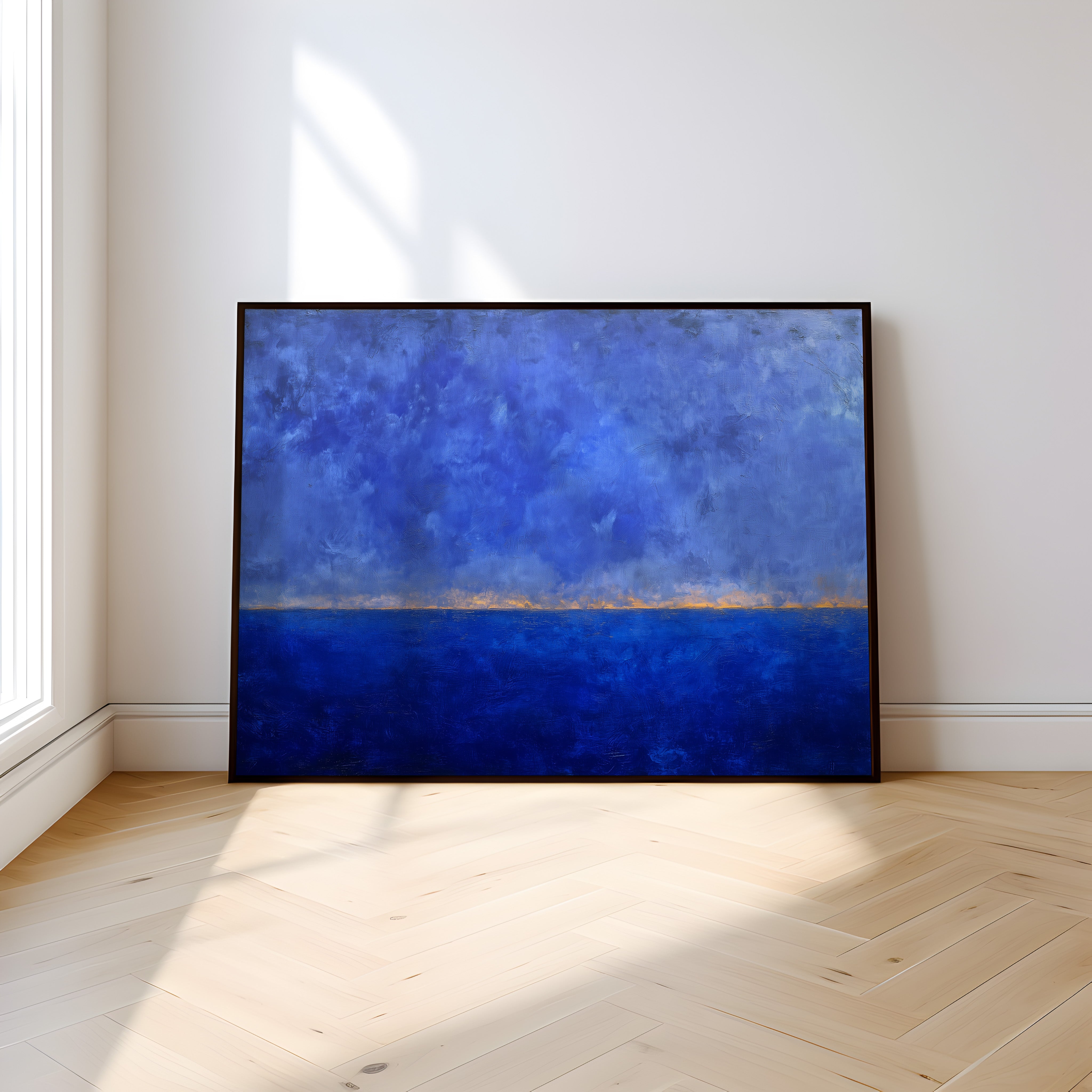 Abstract Color Field Art - Large Moody Blue Wall Art | Modern Oil Painting Print