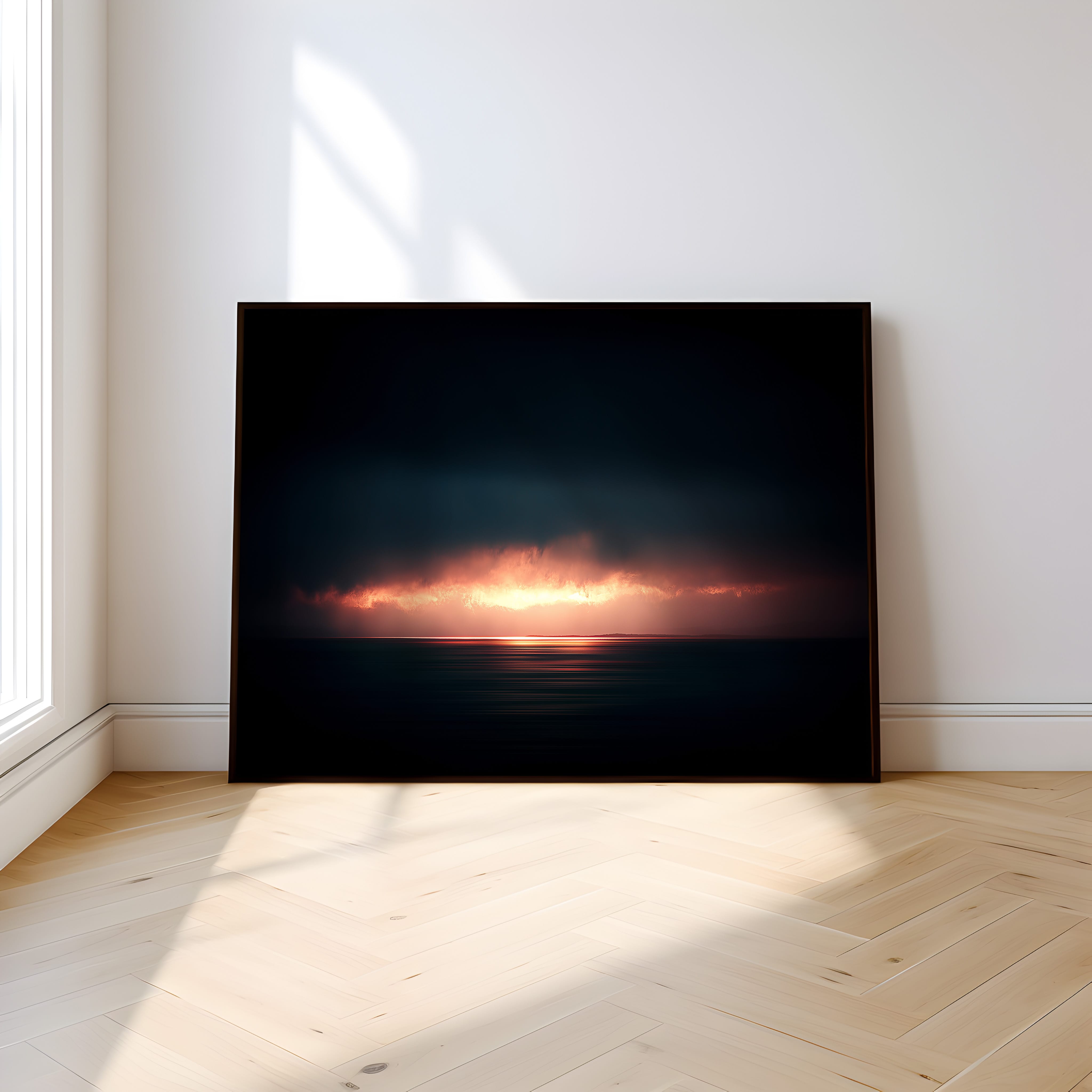 Moody Ocean Print | Long Exposure Photography - Cinematic Horizon Wall Decor