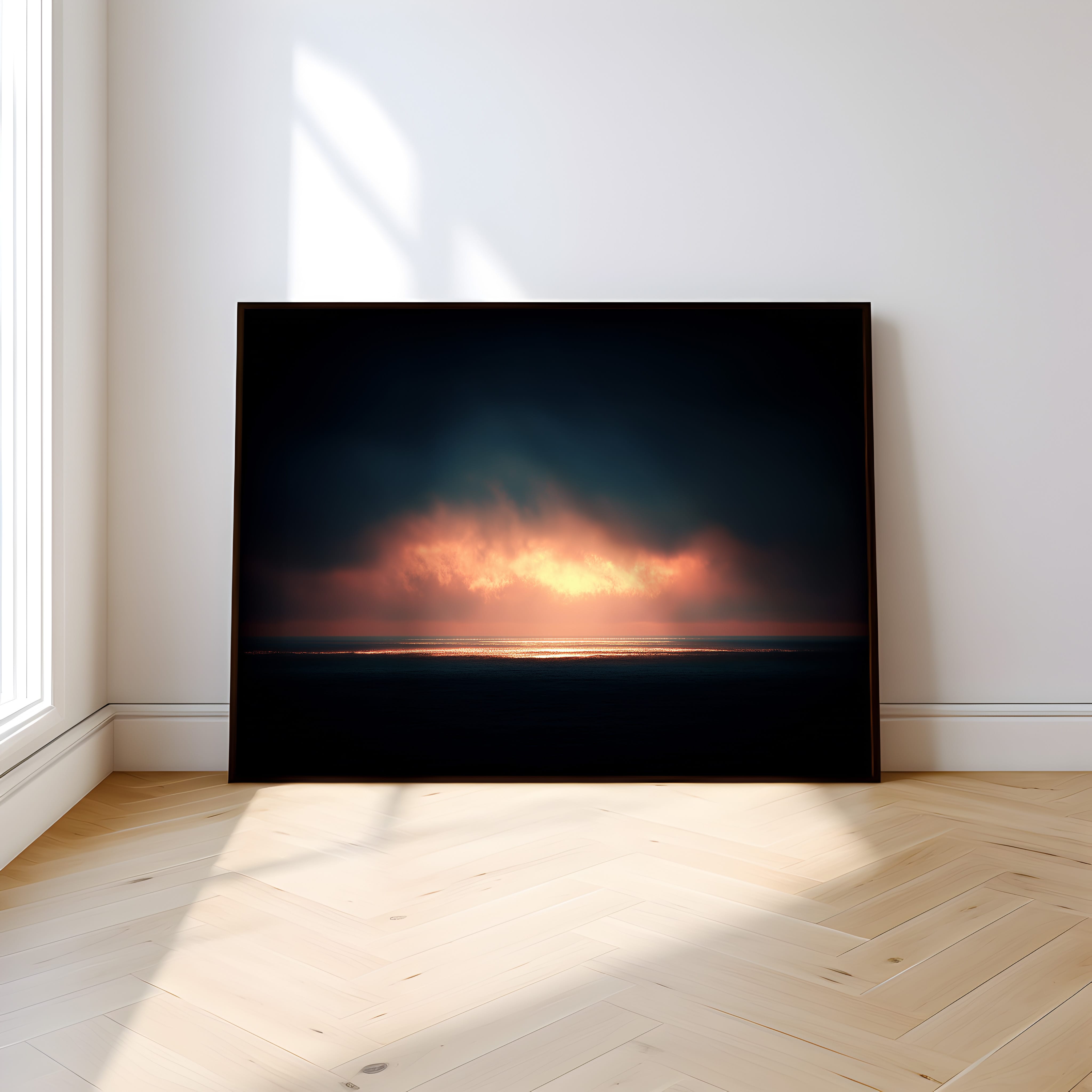 Moody Ocean Print - Dark Minimalist Art | Large Wall Decor | Cinematic Sky Photo