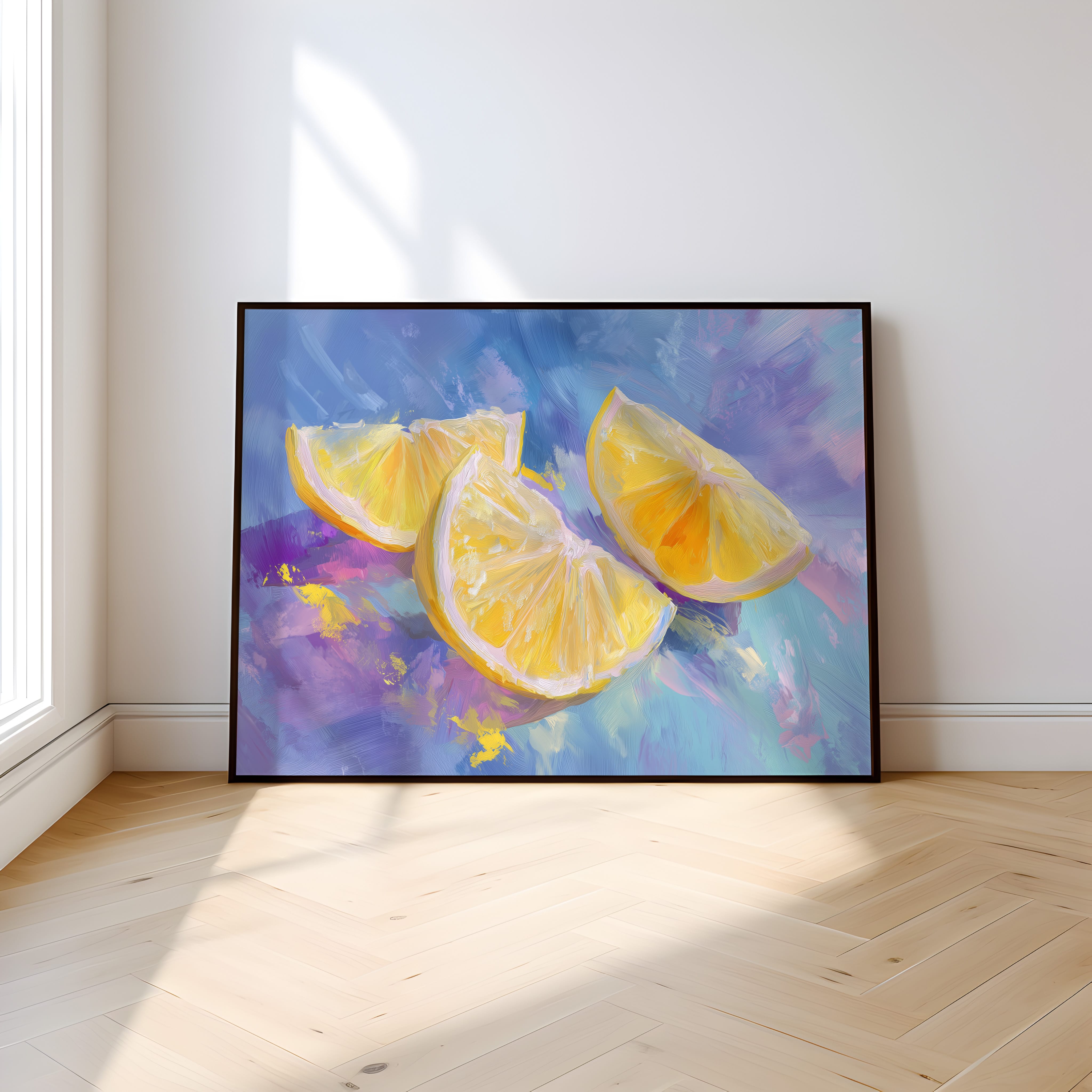 Lemon Art Print | Bright Yellow Artwork - Modern Kitchen Art & Colorful Fruit Painting Decor