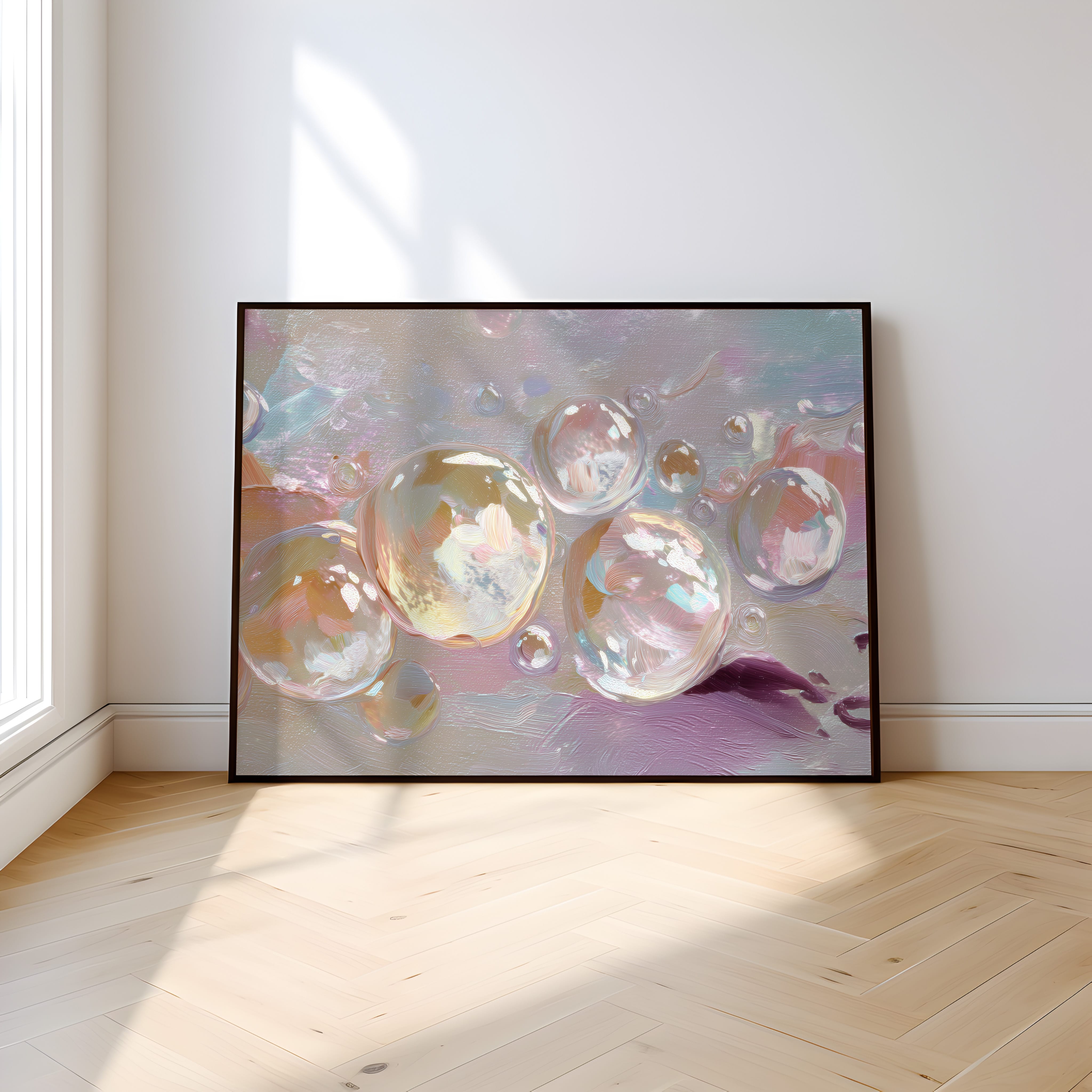 Champagne Art Print – Abstract Bubble Art | Creamy Blush & Beige Wall Decor