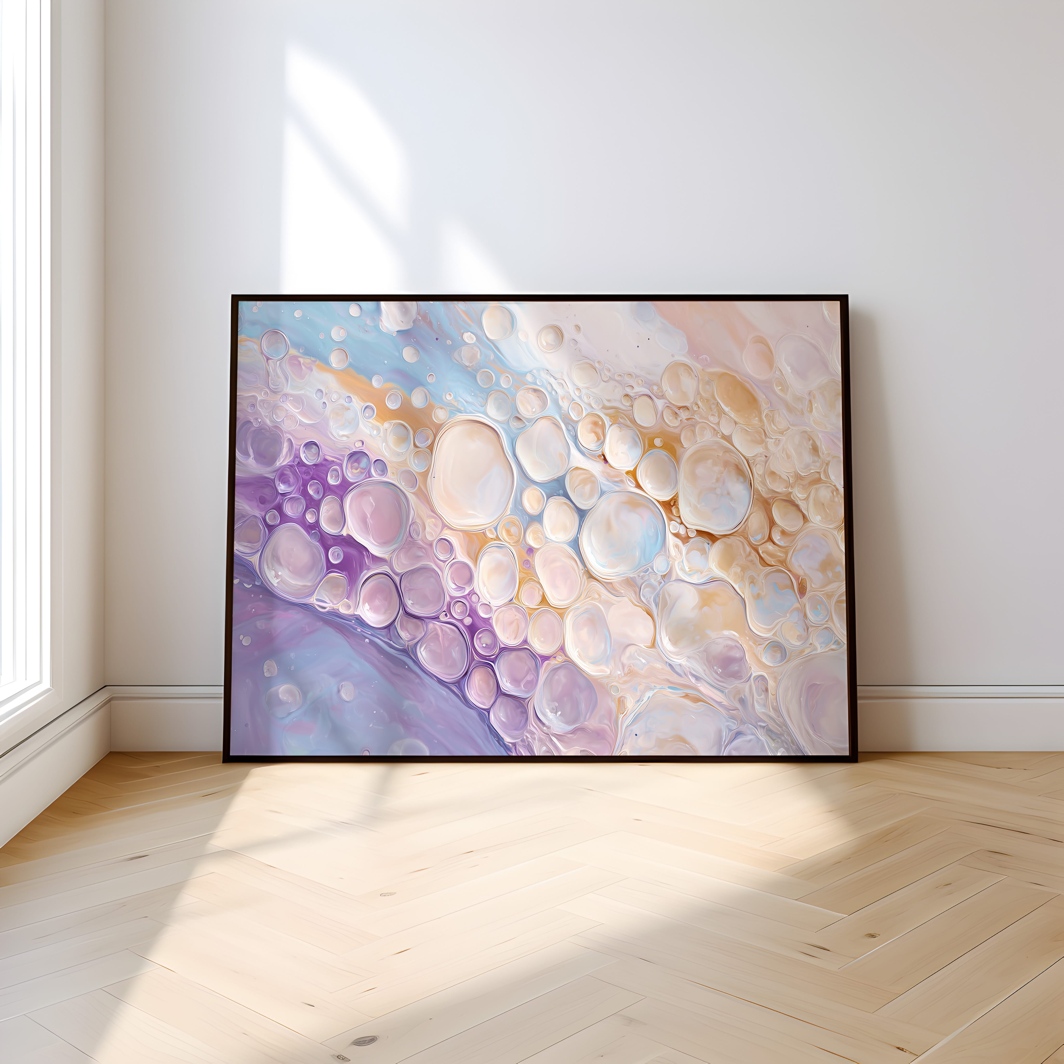 Abstract Bubble Print – Champagne Wall Art | Creamy Blush & Beige Decor