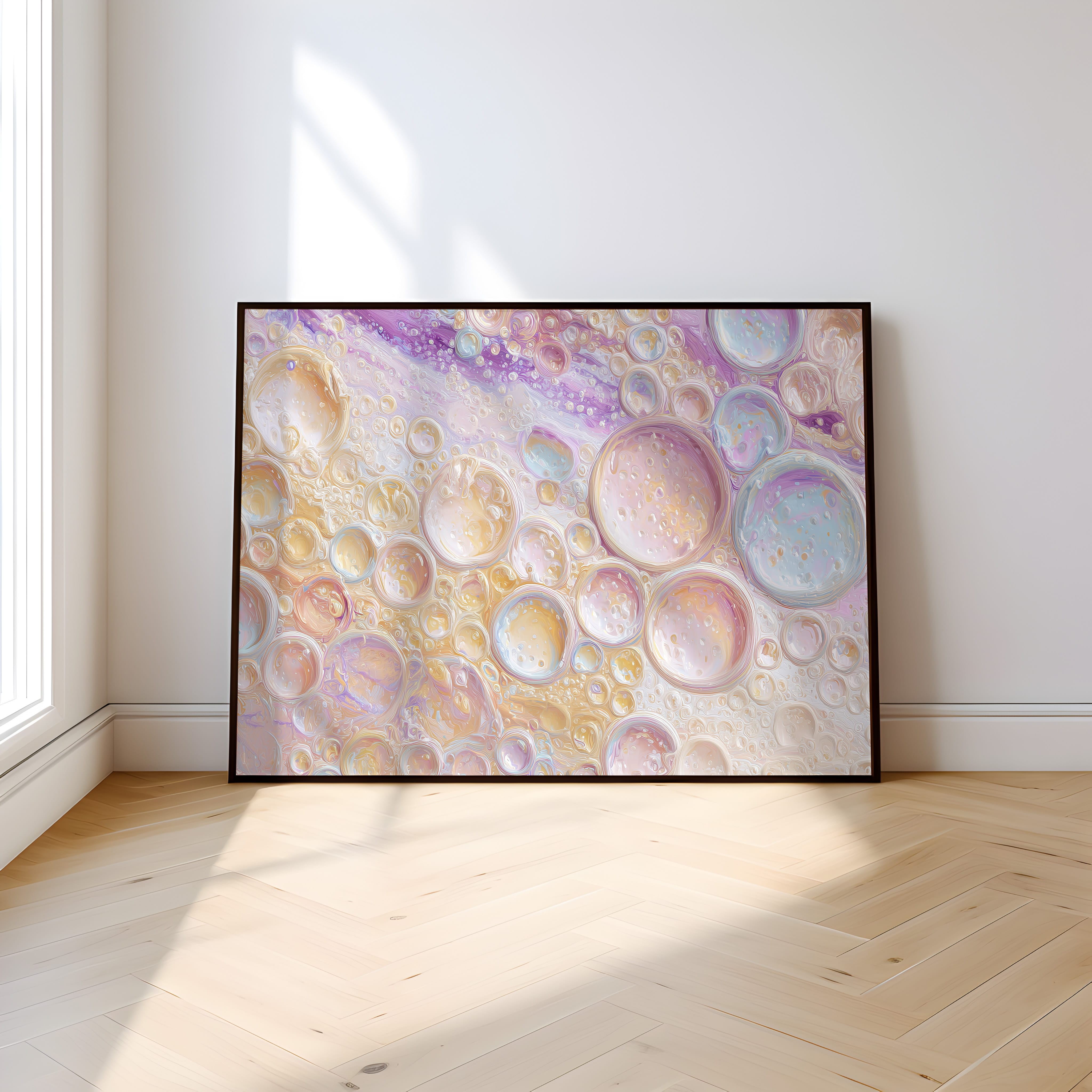 Abstract Bubble Print – Champagne Wall Art | Effervescent Kitchen Decor | Creamy Blush & Beige