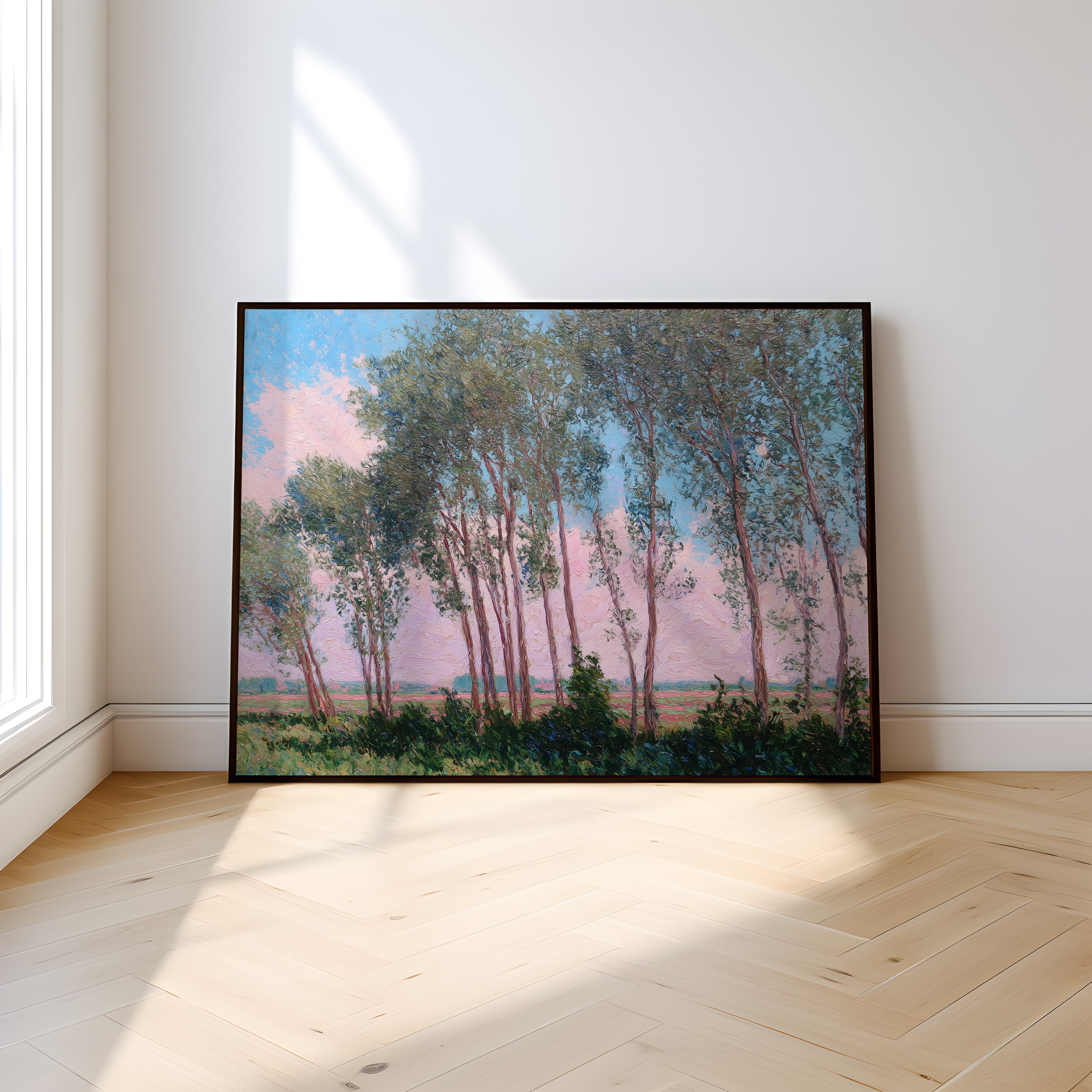 Landscape Wall Art | Impressionist Painting of Tree Grove Print - Pastel Color Artwork