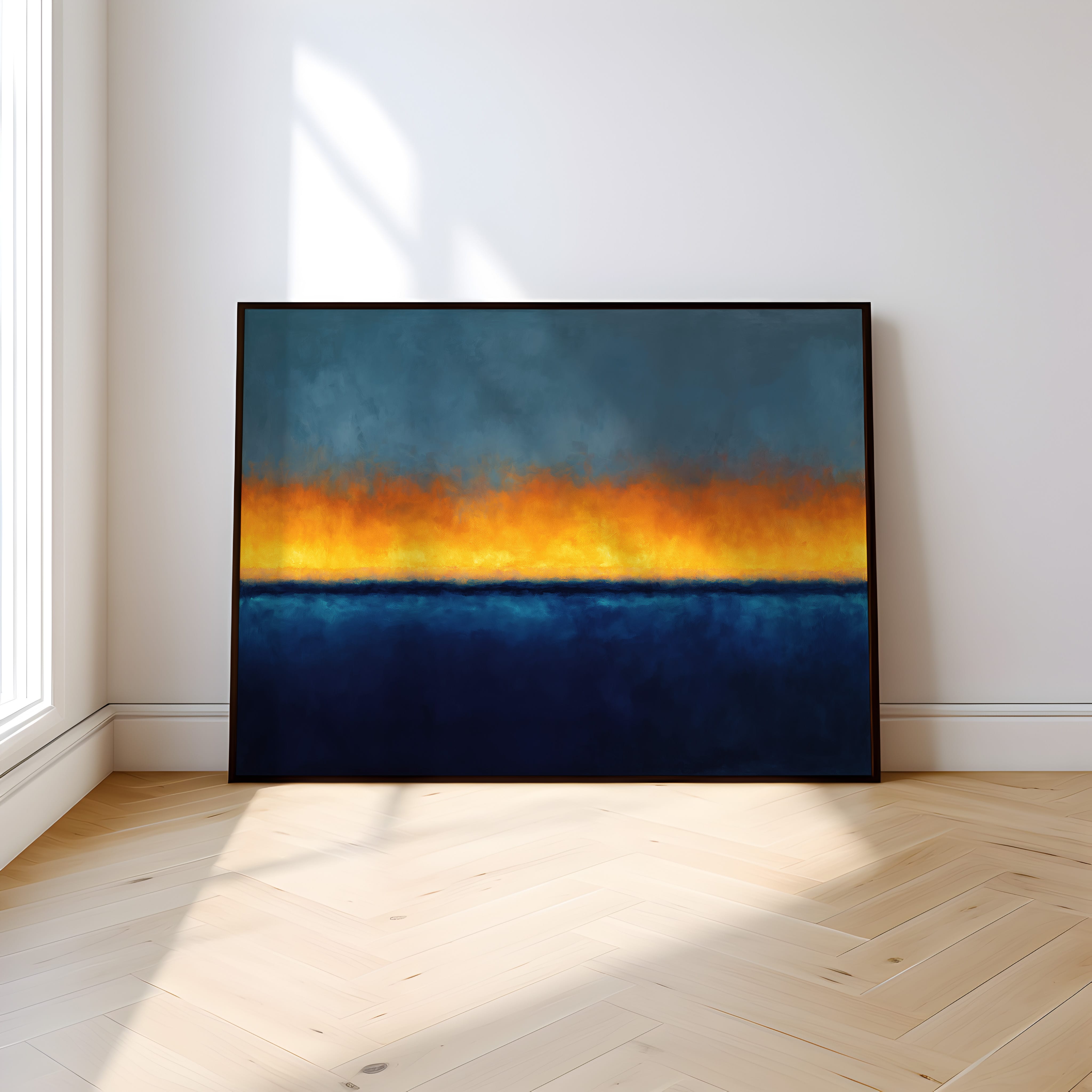 Abstract Wall Art - Twilight Horizon Color Field Painting | Large Canvas Print | Moody Living Room Decor