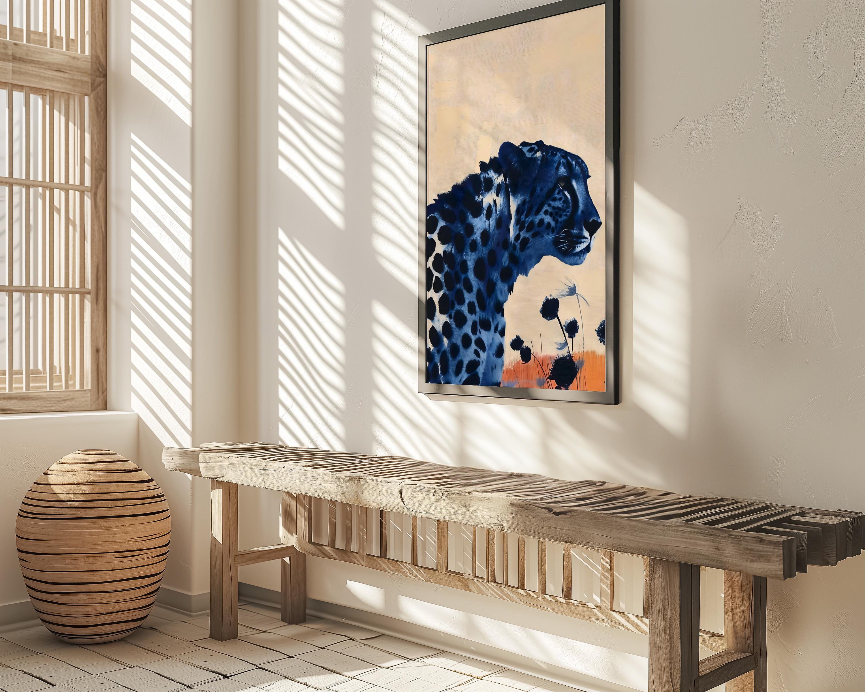 Desert Cat: Surreal Leopard in Desert Landscape | Vibrant & Modern Wildlife Art
