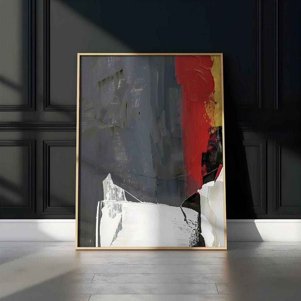 The Labyrinth: Red, Black & White Abstract Expressionist Art | Dynamic & Modern Wall Decor