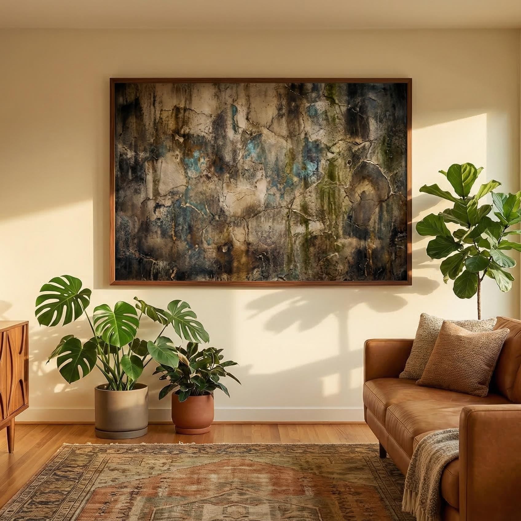 Industrial Grunge Wall Art Moody Abstract Texture Print Rustic Decayed Plaster Wabi Sabi Canvas