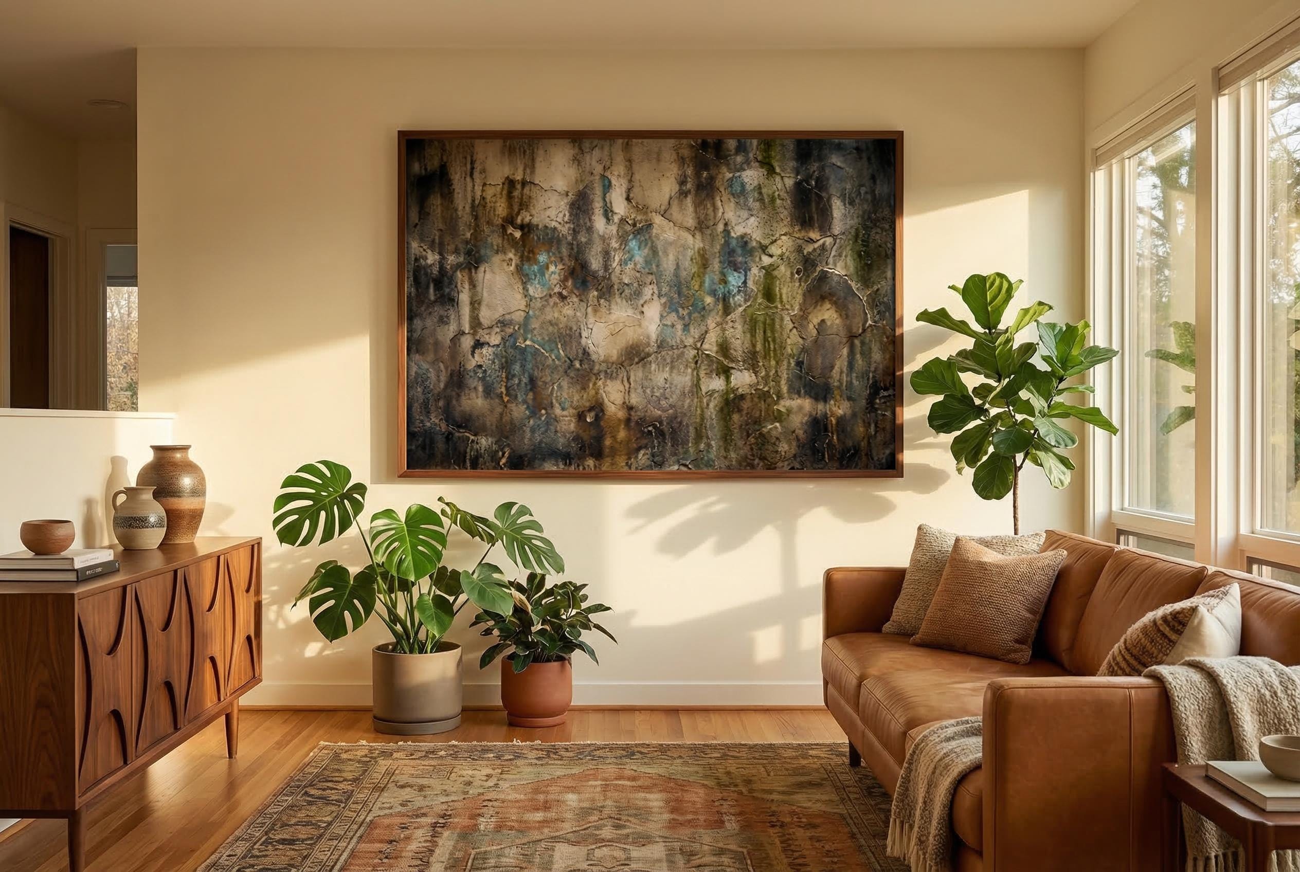 Industrial Grunge Wall Art Moody Abstract Texture Print Rustic Decayed Plaster Wabi Sabi Canvas