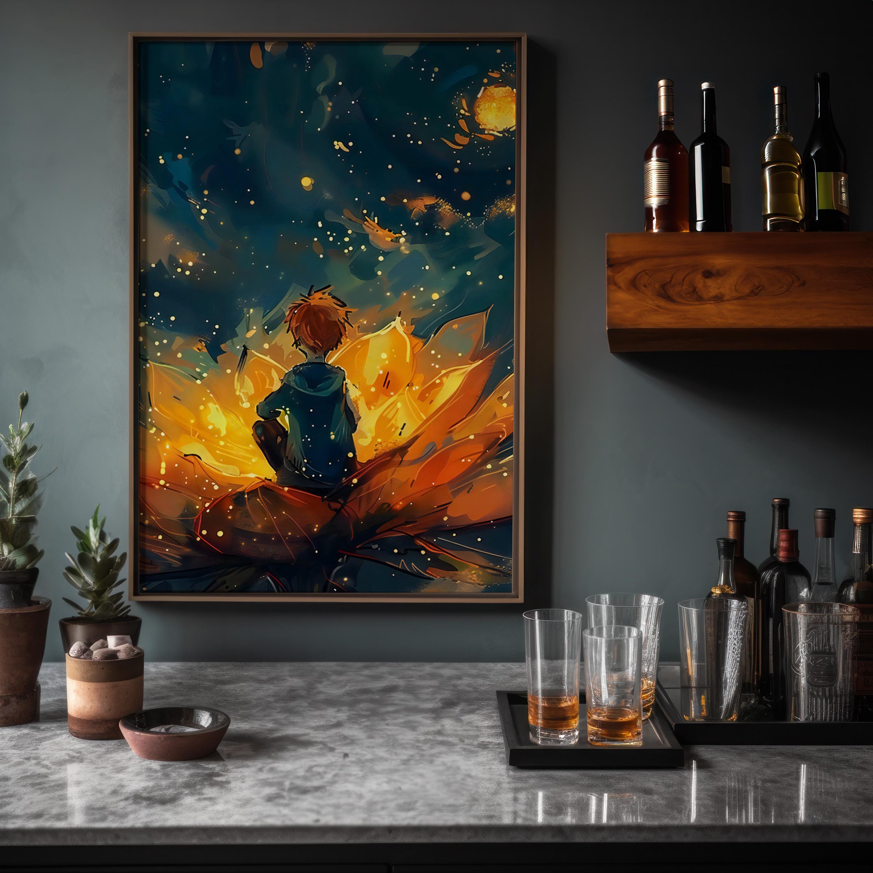 The Firefly Keeper: Magical Boy in a Field of Glowing Flowers | Enchanting Nursery & Kids Room Art