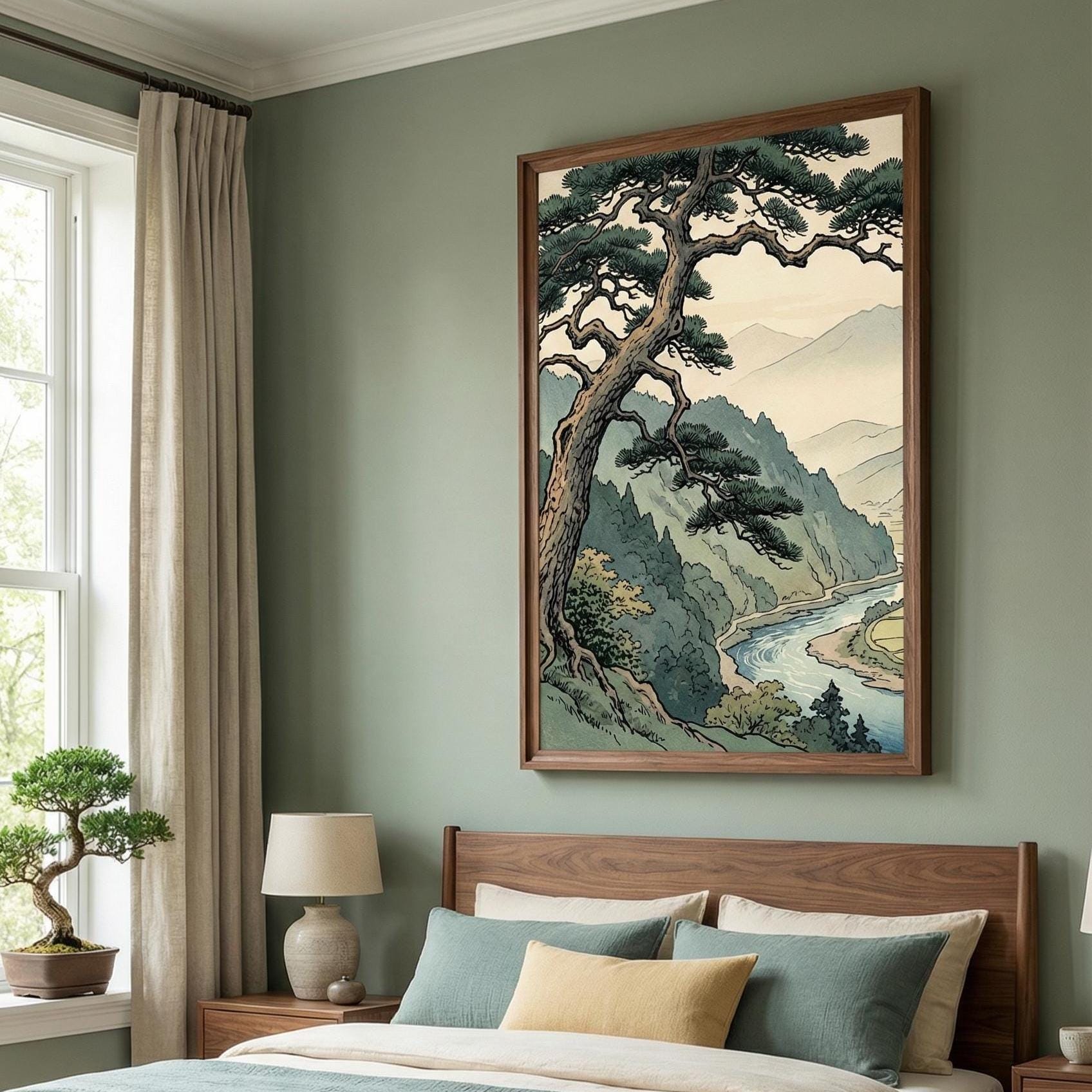 Wall Art Print: Japanese Tree Landscape - Matte or Canvas Options