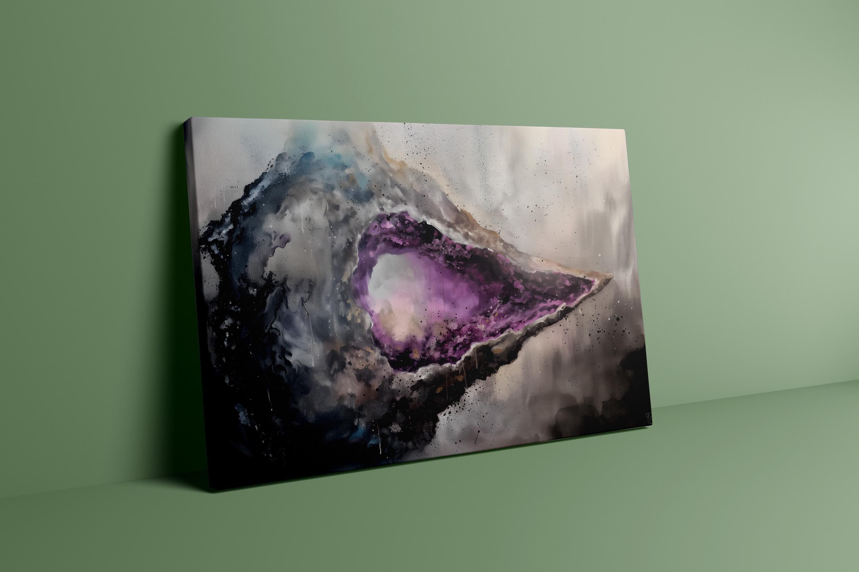 Radiant Geode Abstract Canvas Art | Elegant Blue & Gold Crystal Wall Decor