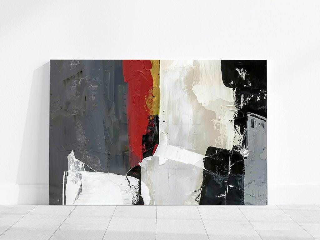 The Labyrinth: Red, Black & White Abstract Expressionist Art | Dynamic & Modern Wall Decor