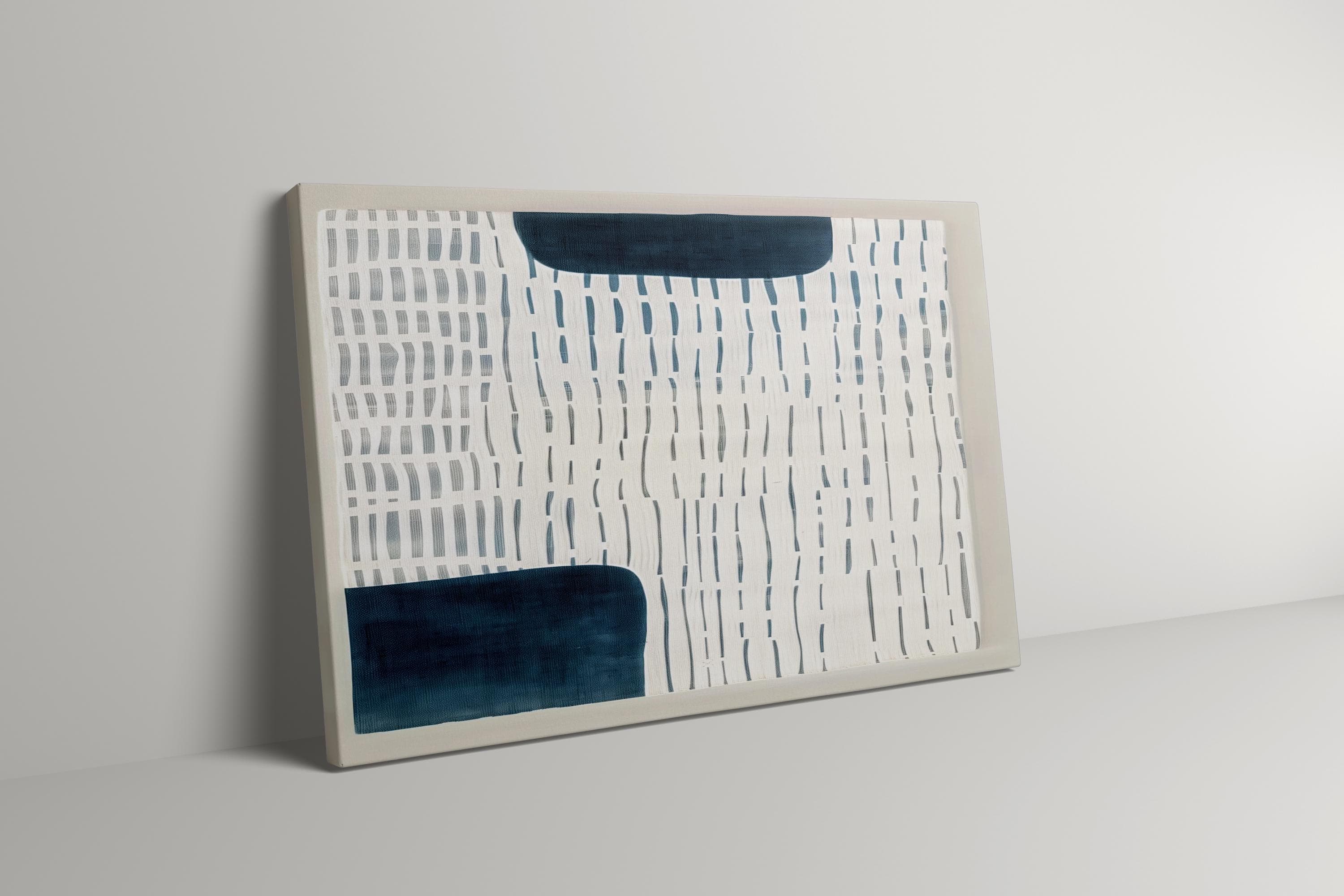White Persian Blue Wall Art: Modern Abstract, Neutral Decor
