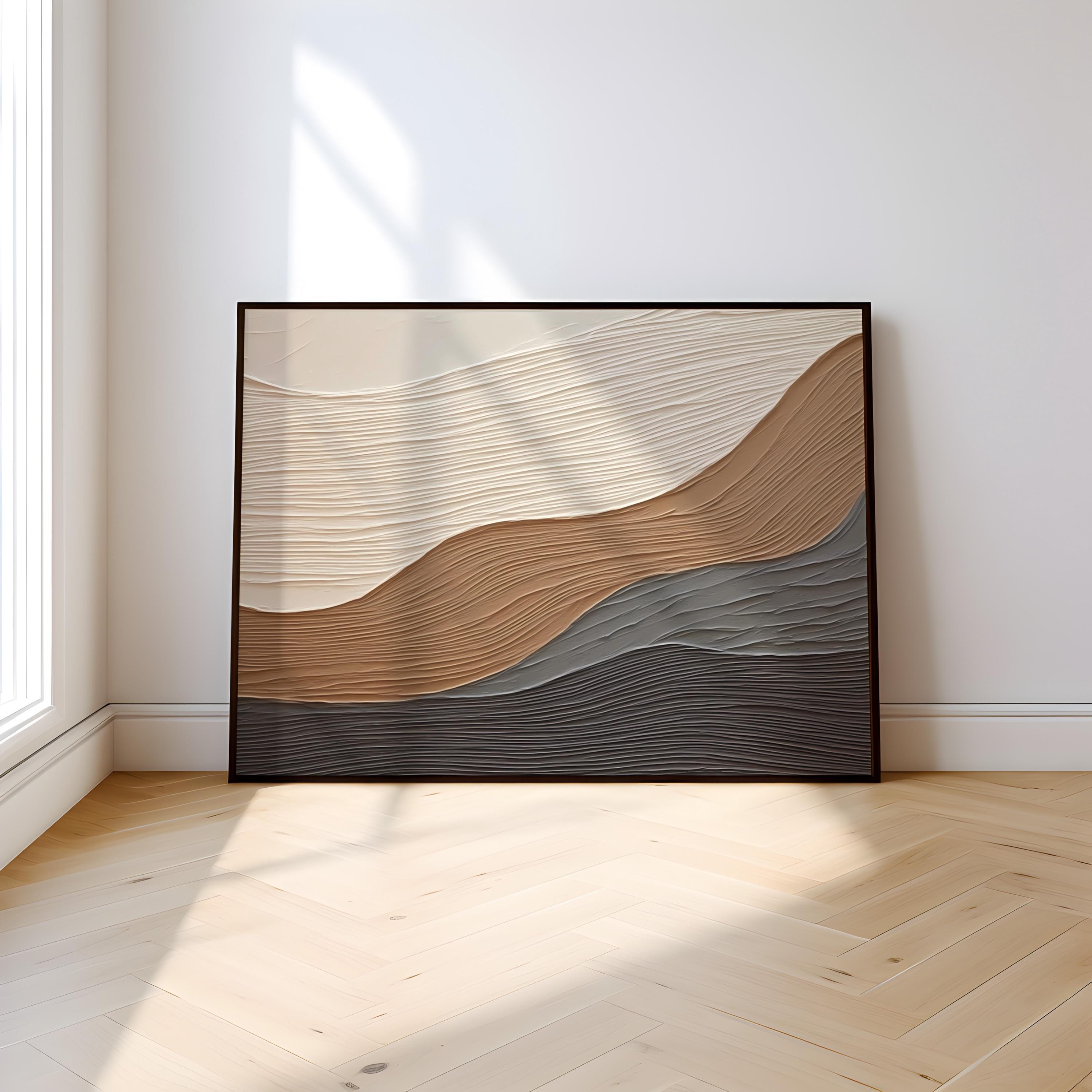 Earthen Waves: Minimalist Ocean Art Print | Framed Earth-Tone Wall Decor
