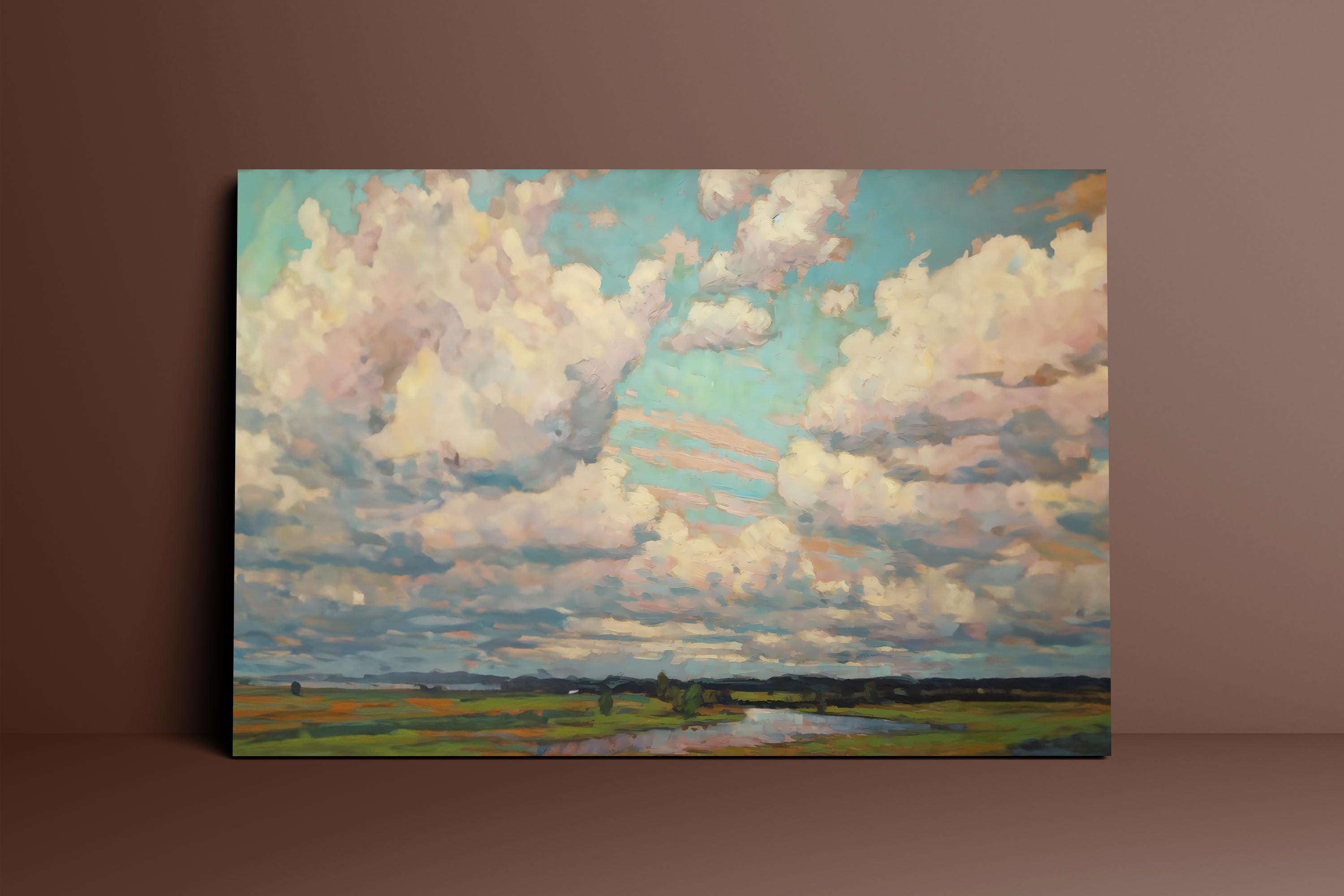 Impressionist Colorful Clouds Print - Soft Colors, Matte Finish