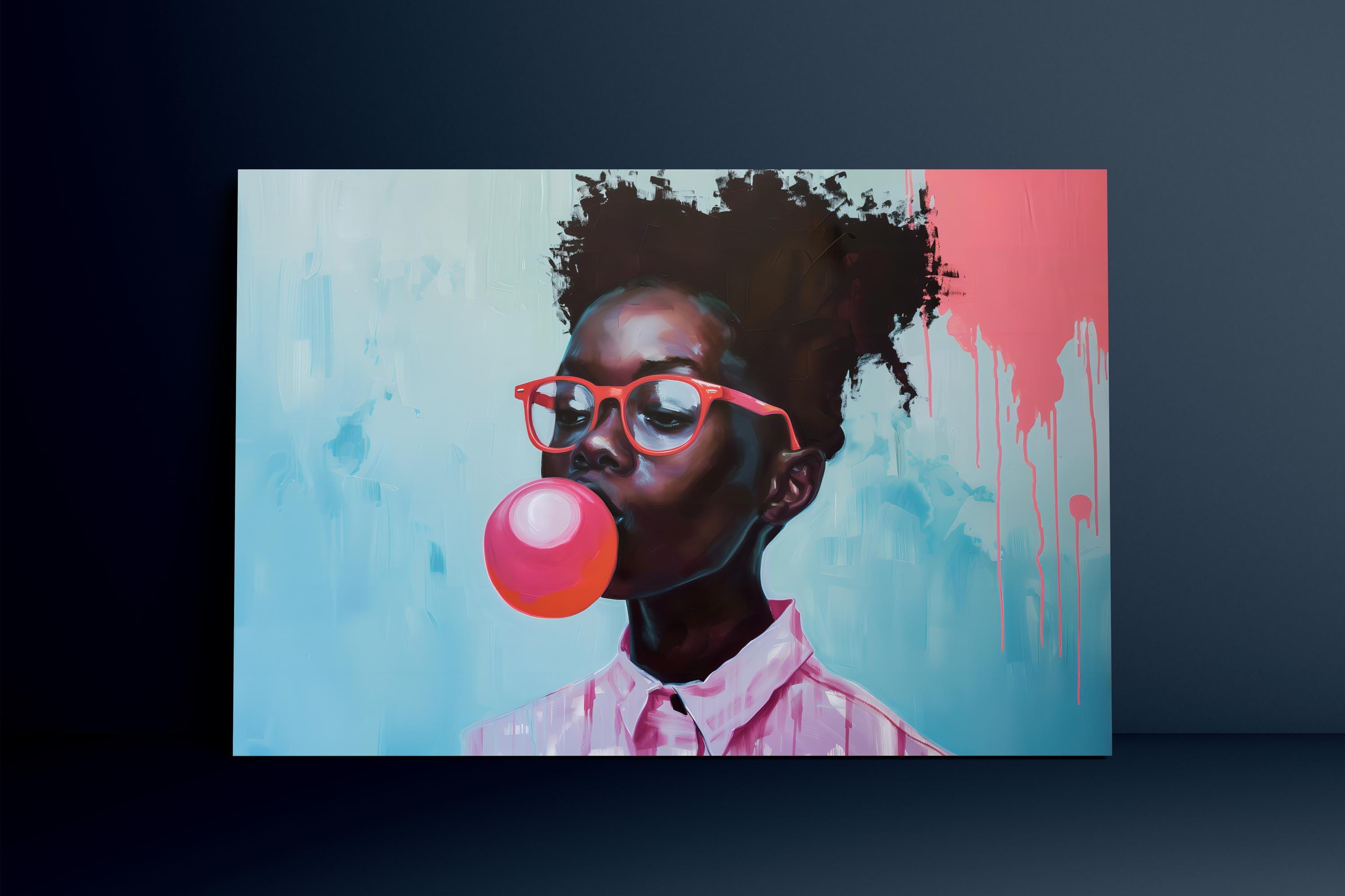 Bubblegum Girl Canvas Art - Trendy Modern Wall Decor