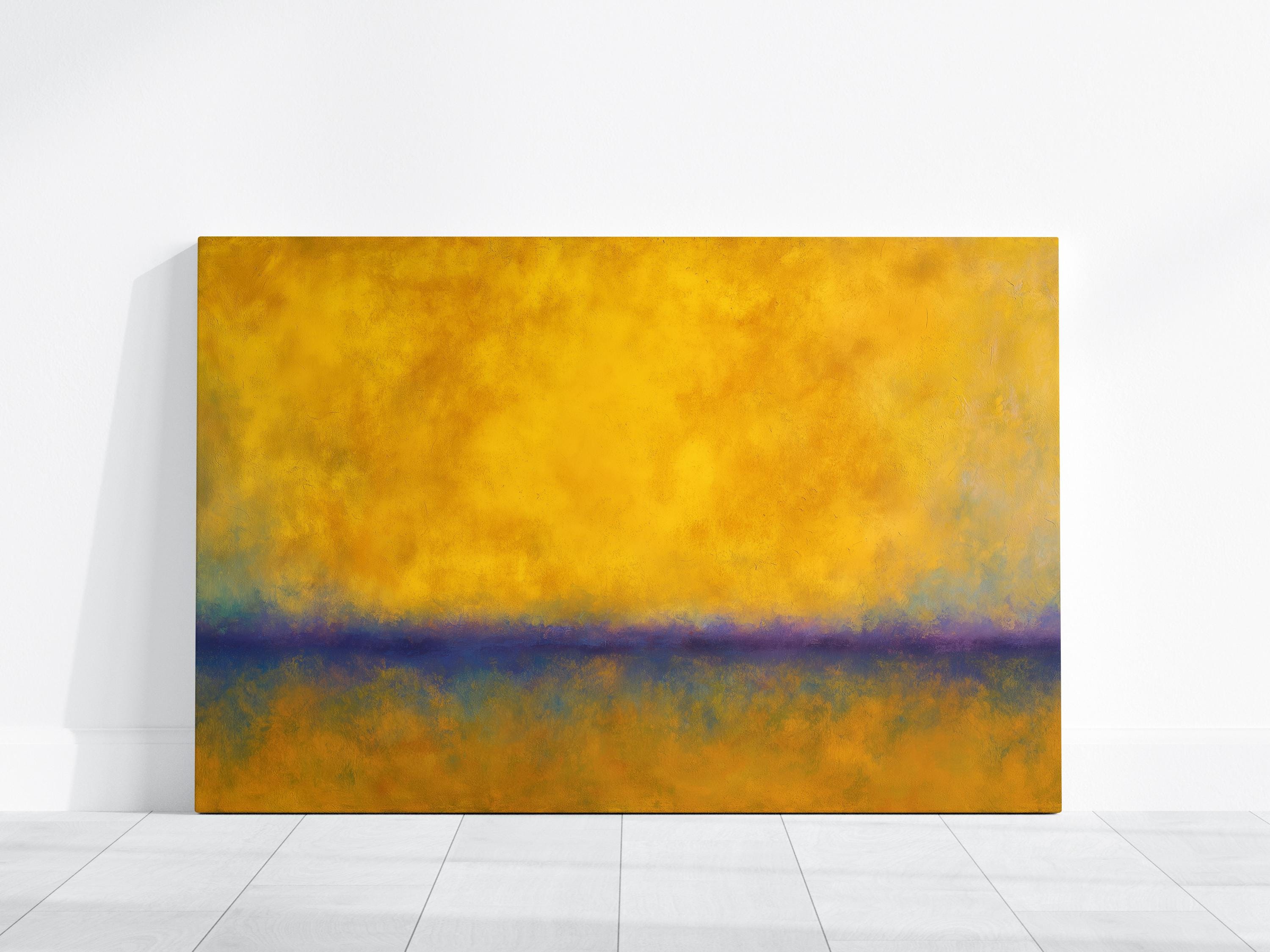 Minimalist Abstract Art Set - Warm Style in Yellow and Indigo