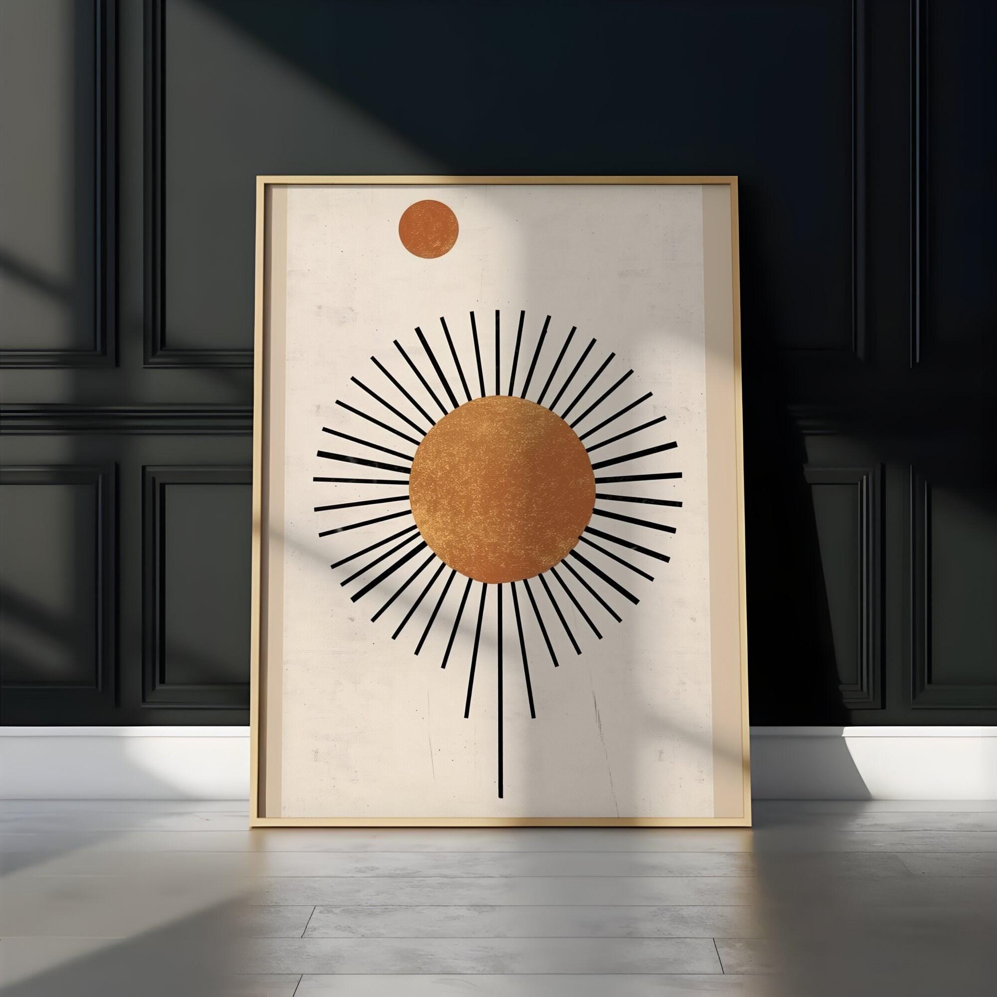 Abstract Sun Illustration: Boho Geometric Design - Minimalist Wall Art