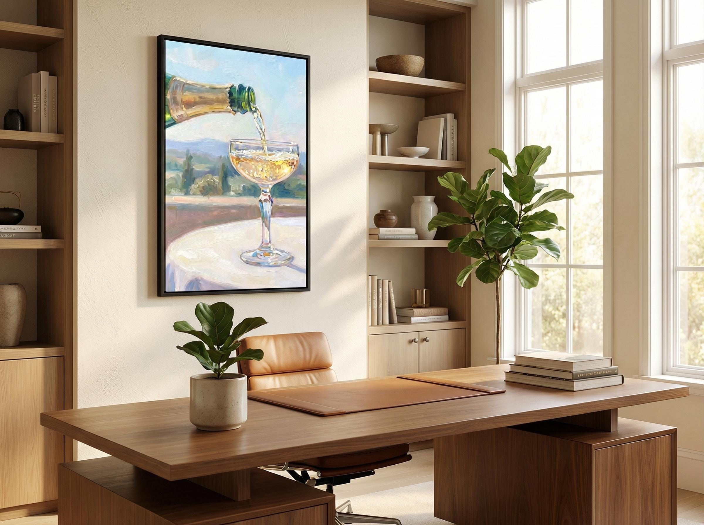 Champagne Pouring Wall Art: Elegant Home Decor Print
