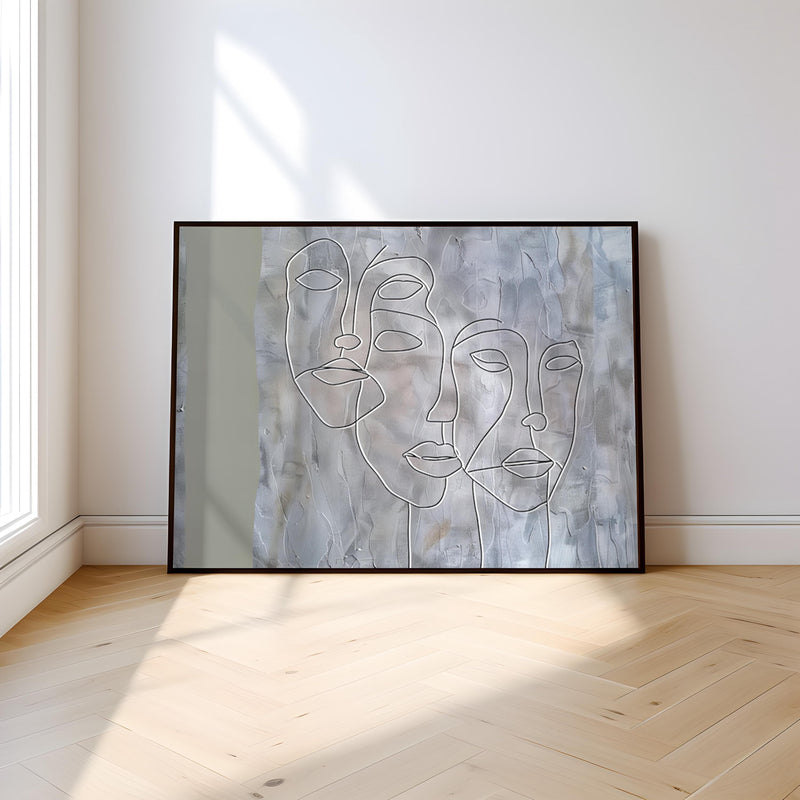 Minimalist Abstract Art – Three Faces Artwork | Sophisticated Wall Decor
