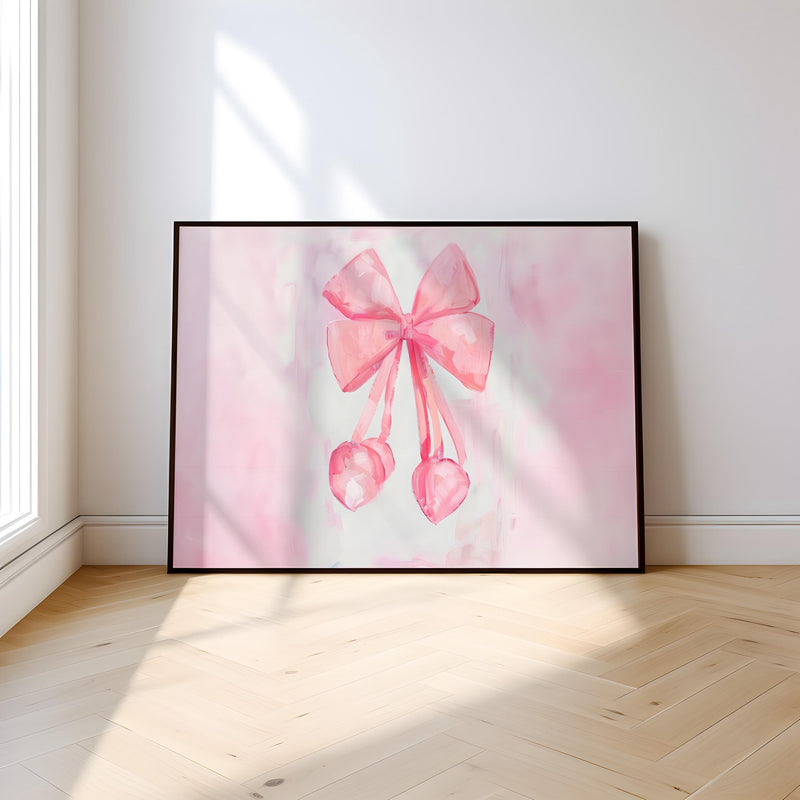 Pink Bows Wall Art – Watercolor Bow Art | Chic Preppy Wall Decor