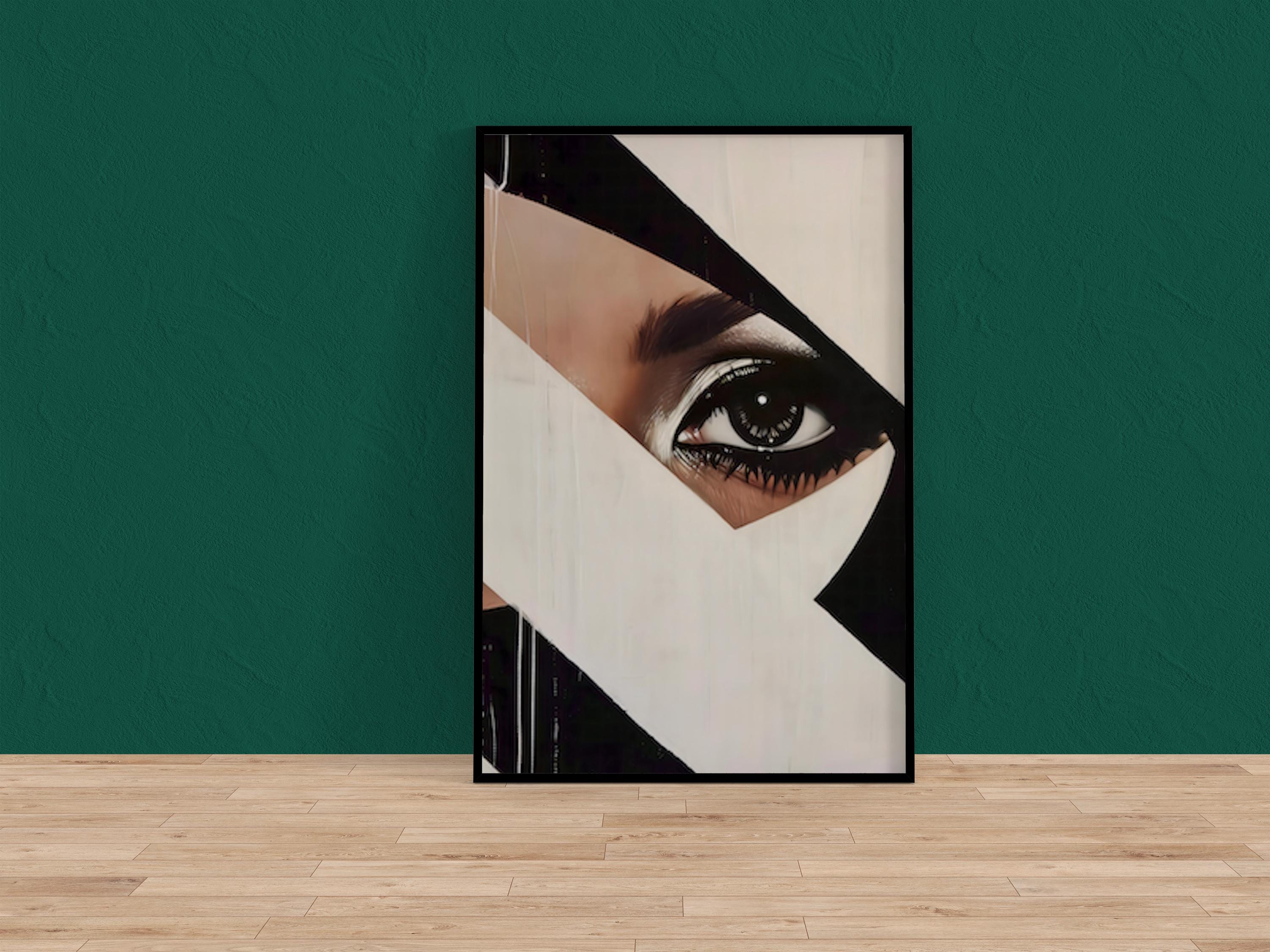 The Observer: Surreal Eye in Fractured Geometric Art | Modern Black & White Wall Decor