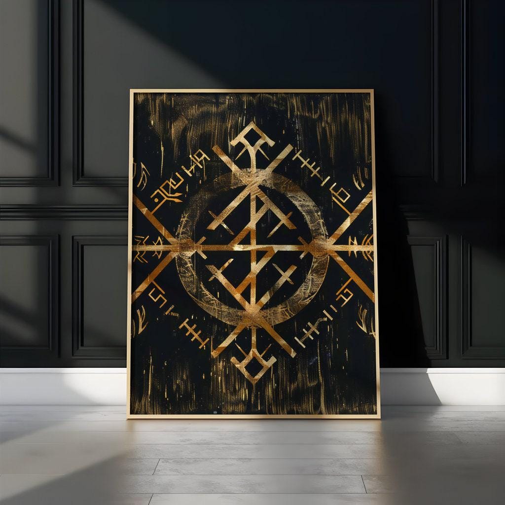 The Golden Sigil: Mystical Esoteric Symbol Art | Dark Academia & Occult Wall Decor