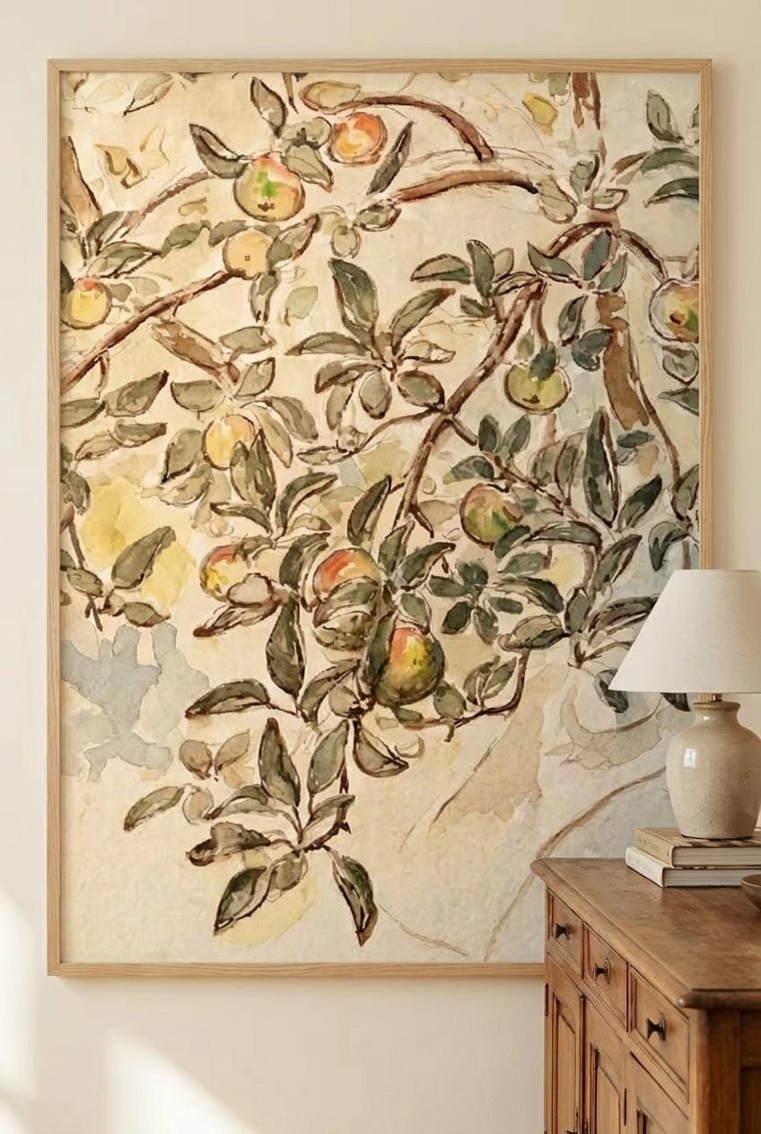 Vintage Apple Tree Print – Rustic Fruit Illustration | Botanical Wall Art