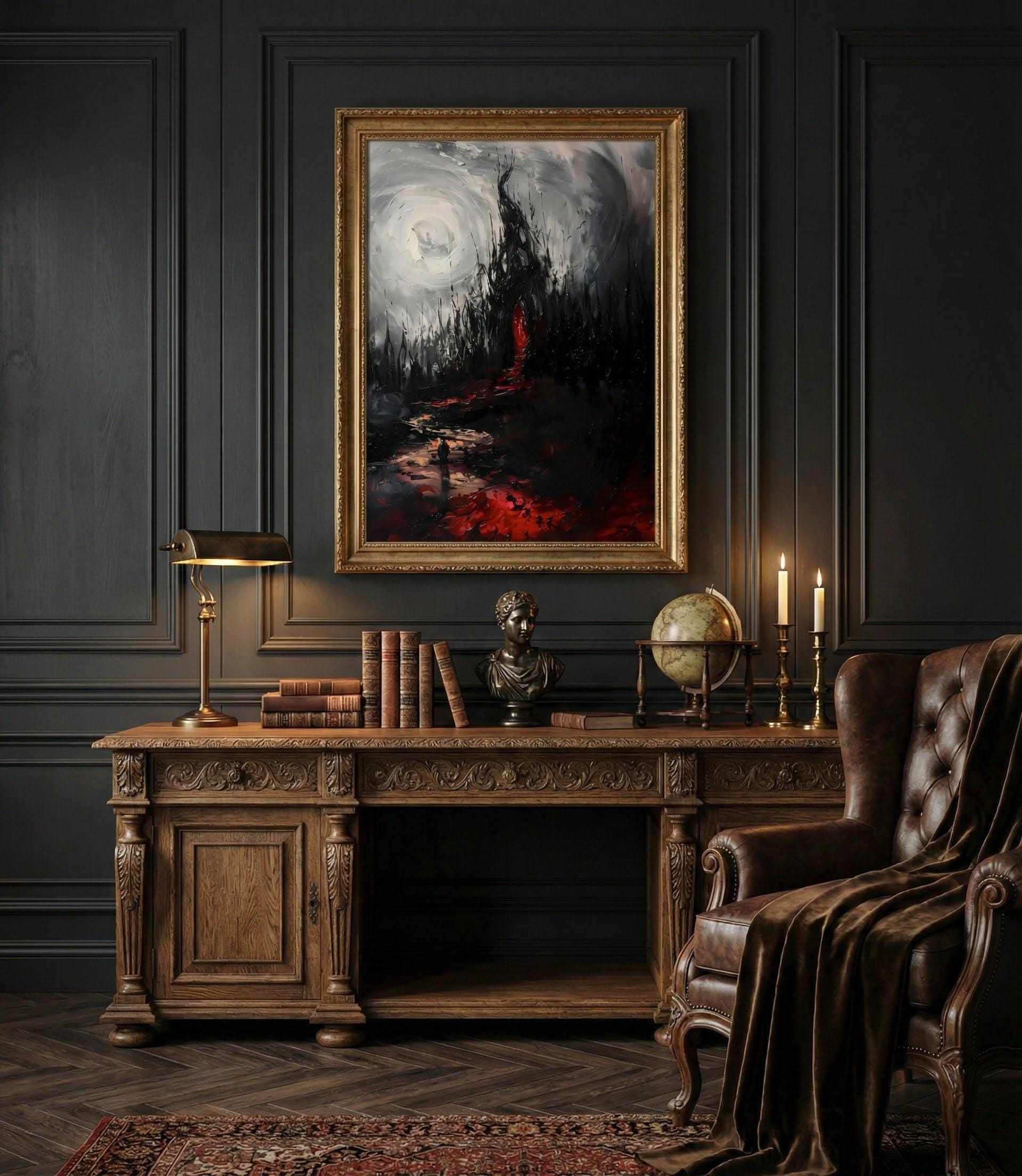 Abstract Charcoal Art: Moody Gothic Wall Decor - Dark & Intense