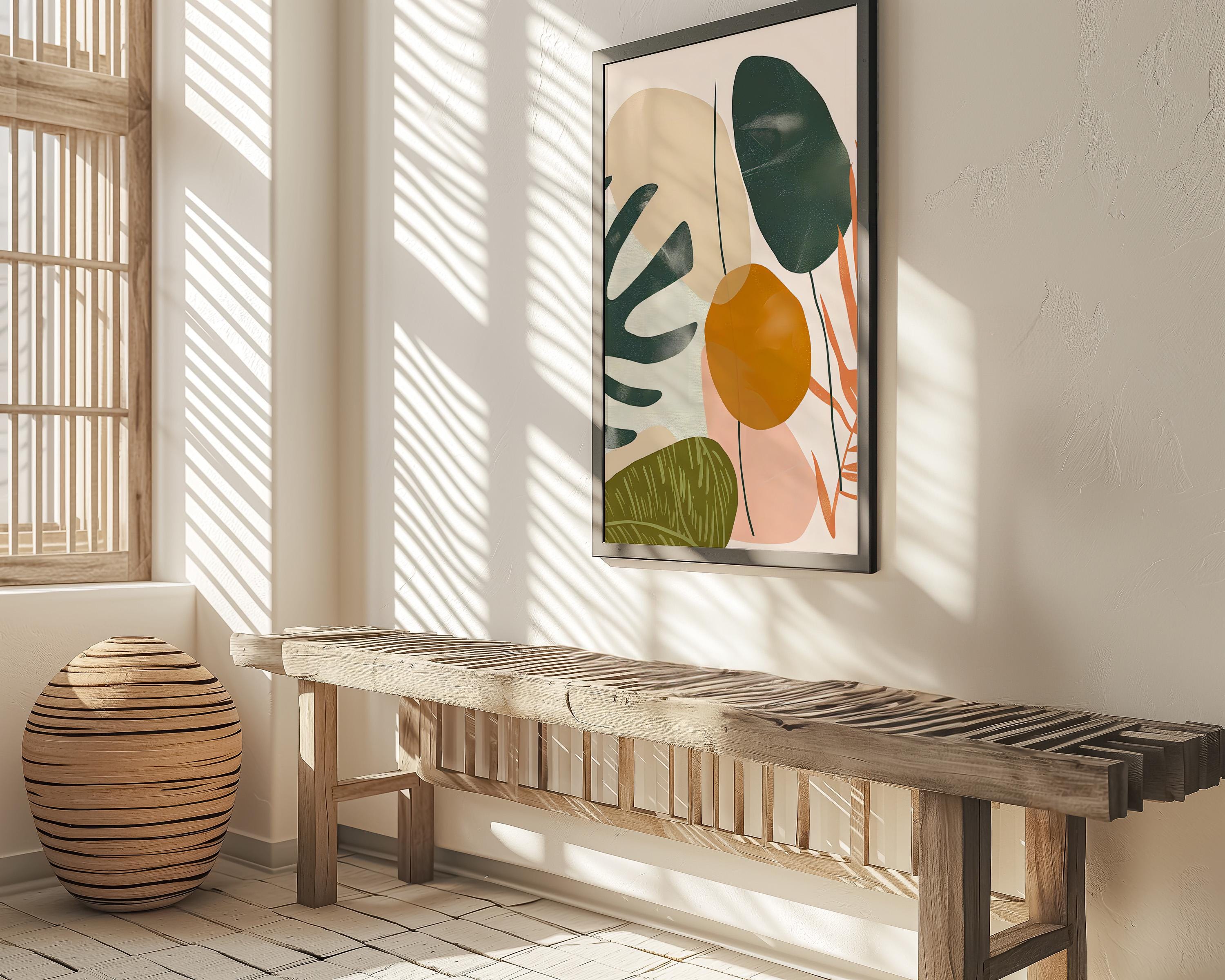 Tropical Rhythms: Mid-Century Modern Abstract Leaf Art | Boho Chic Wall Decor