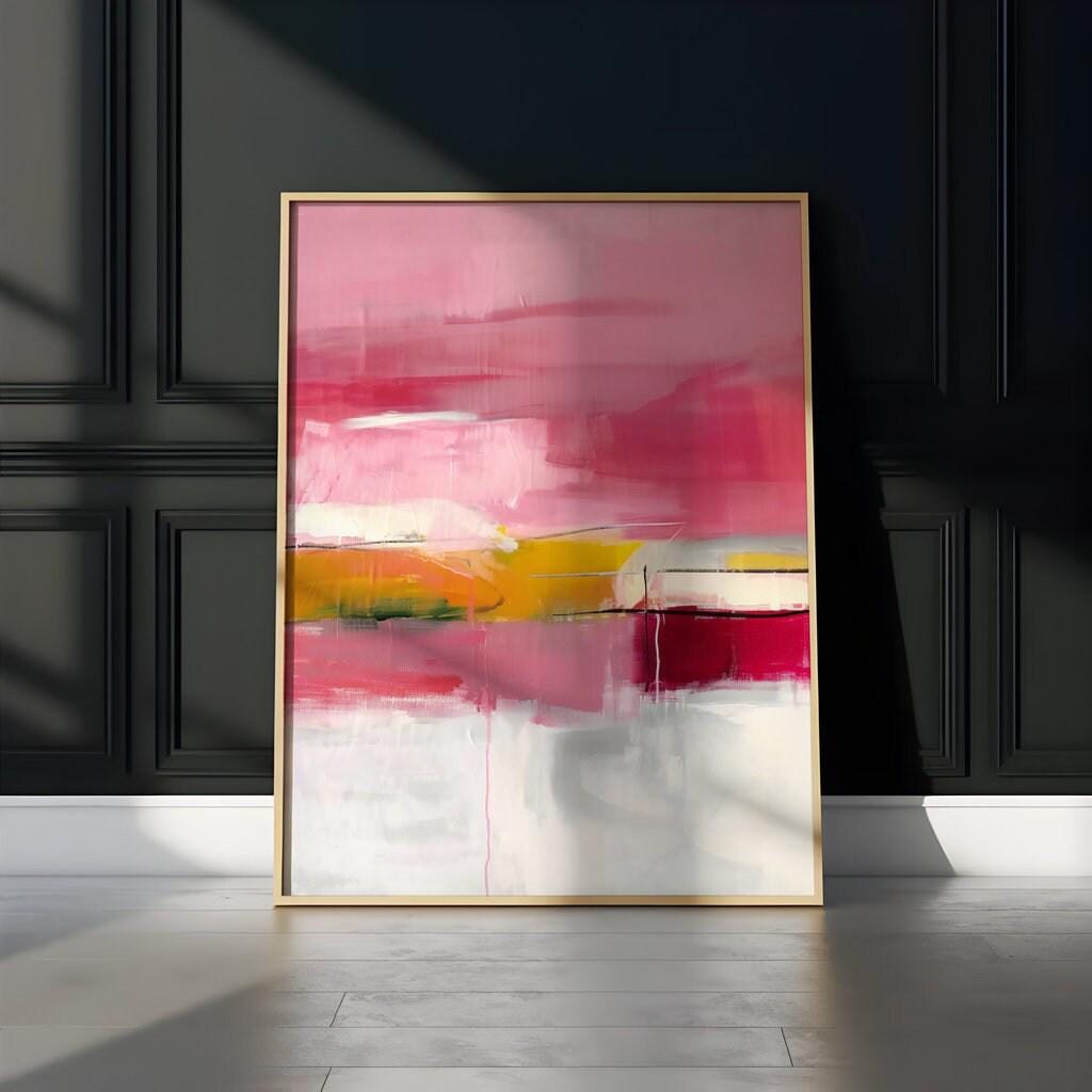 Vibrant Energy: Expressive Abstract Canvas Art in Pink & Red | Modern Statement Wall Decor
