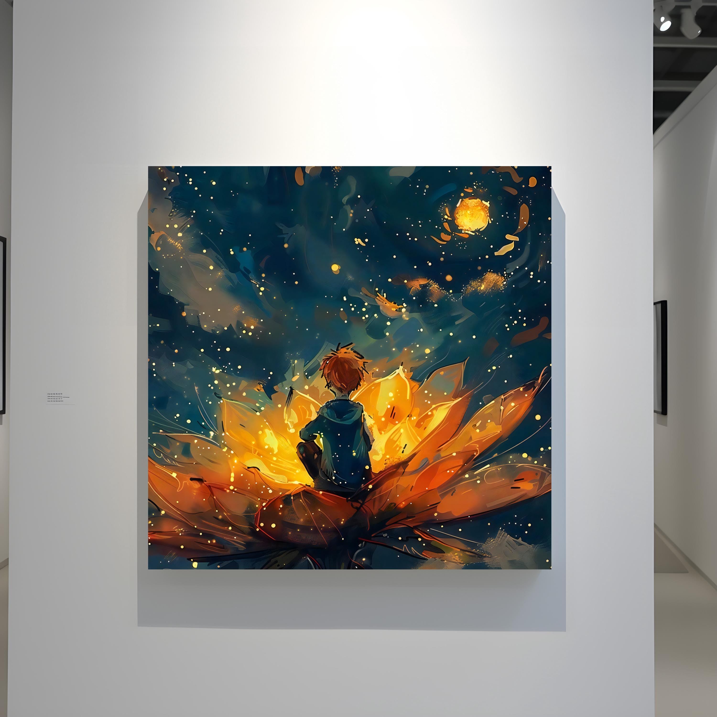 The Firefly Keeper: Magical Boy in a Field of Glowing Flowers | Enchanting Nursery & Kids Room Art