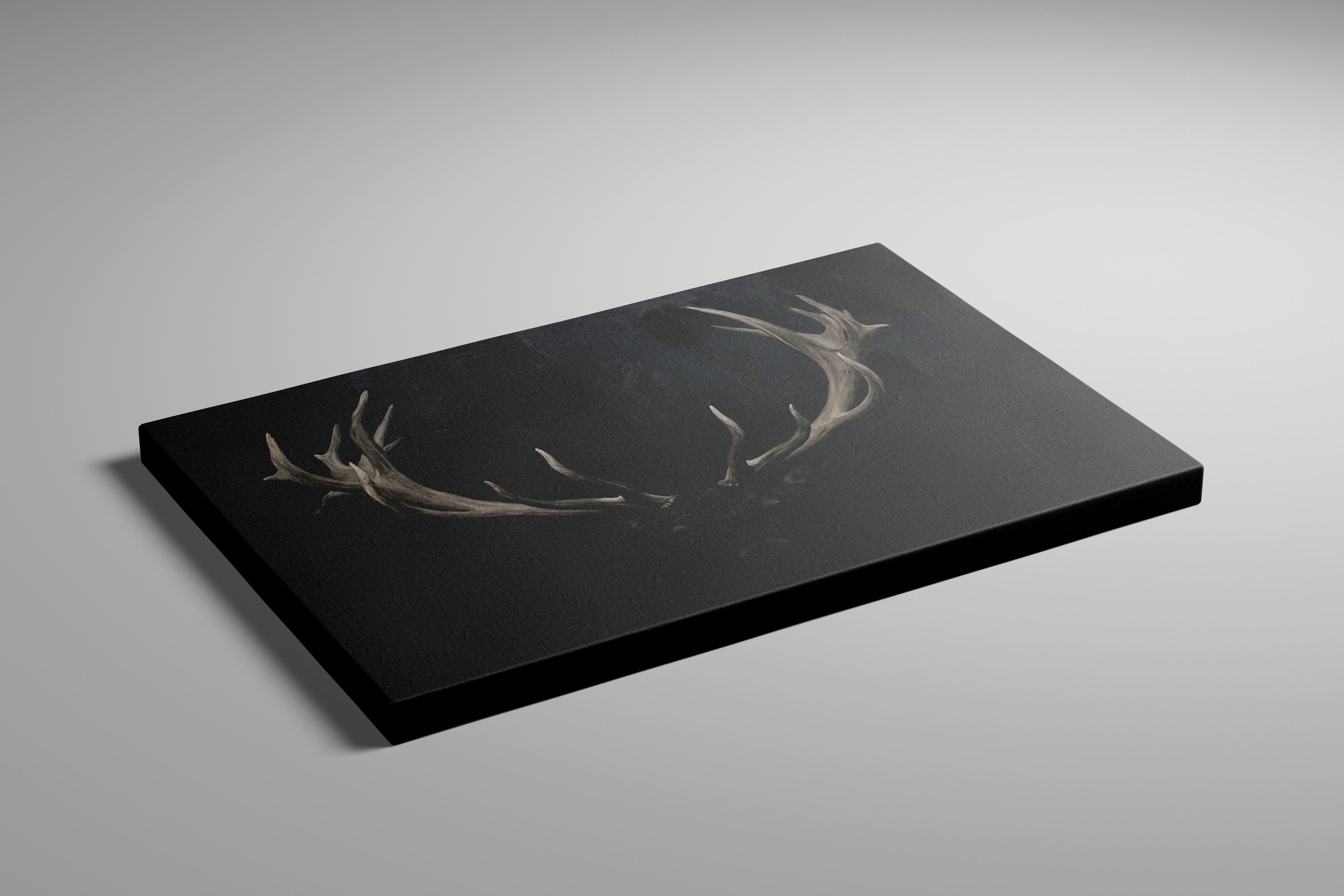 Moody Stag Canvas Print - Dark Deer with Chiaroscuro Lighting