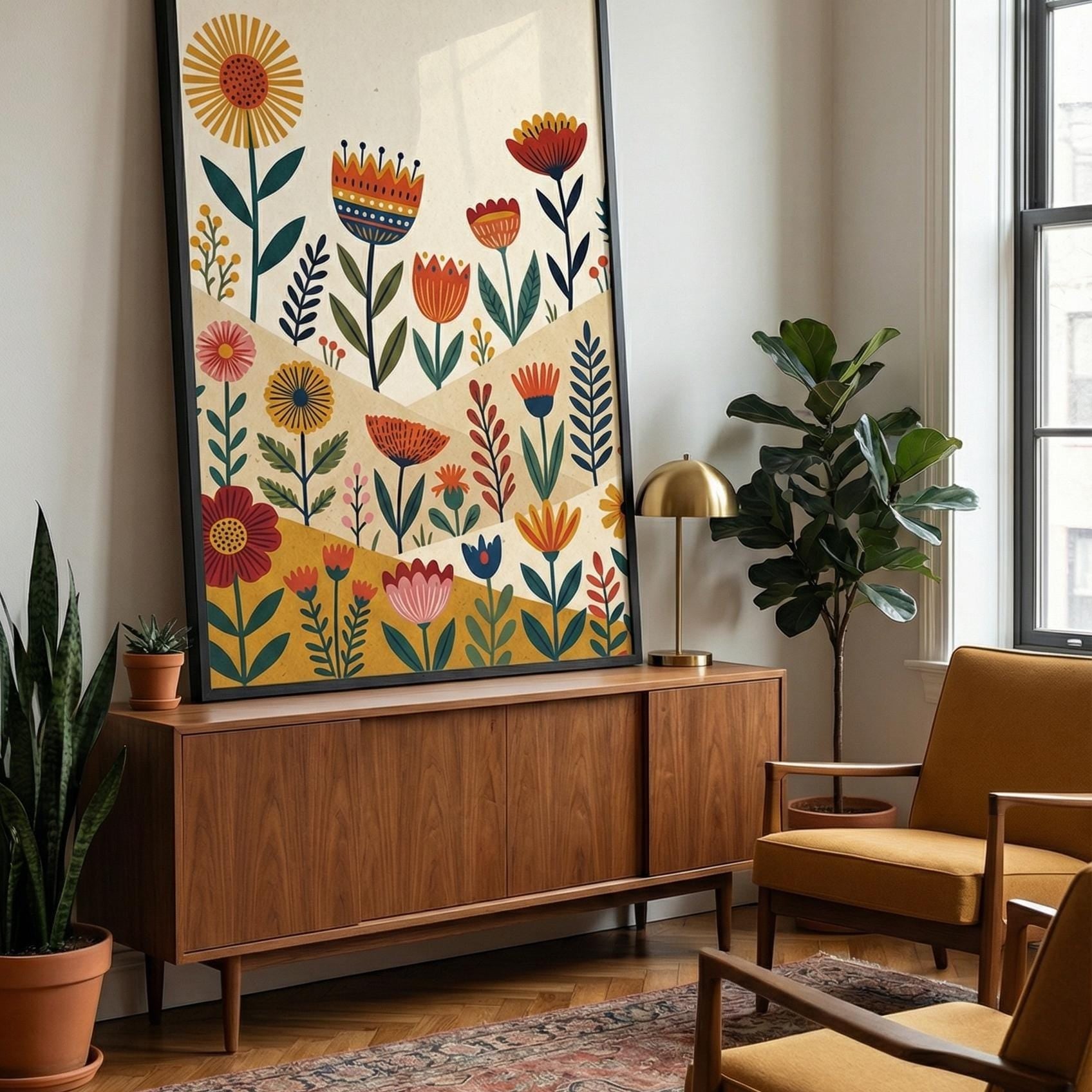 Flower Wall Art Print: Minimalist Botanical Decor (Framed or Canvas)