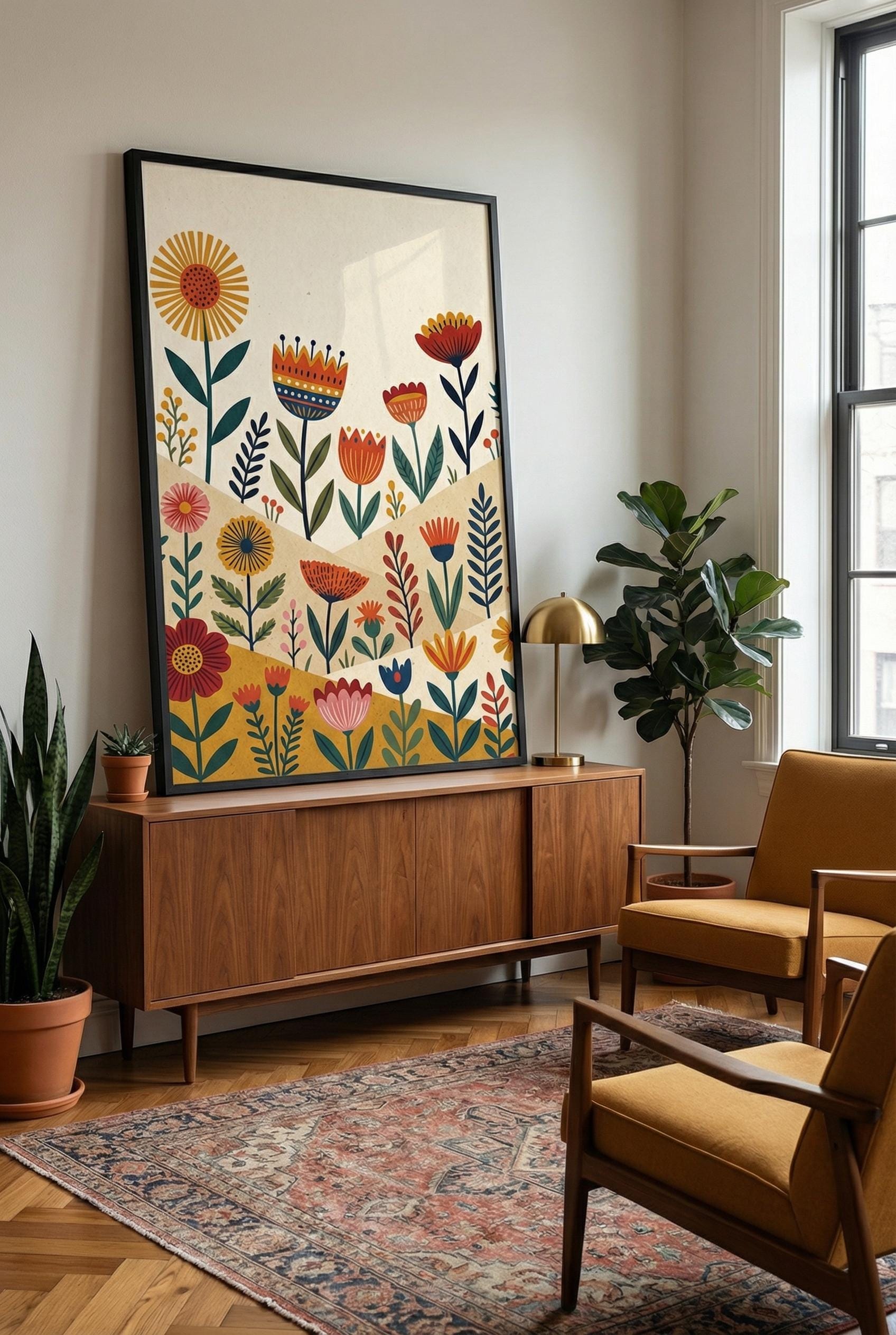 Flower Wall Art Print: Minimalist Botanical Decor (Framed or Canvas)