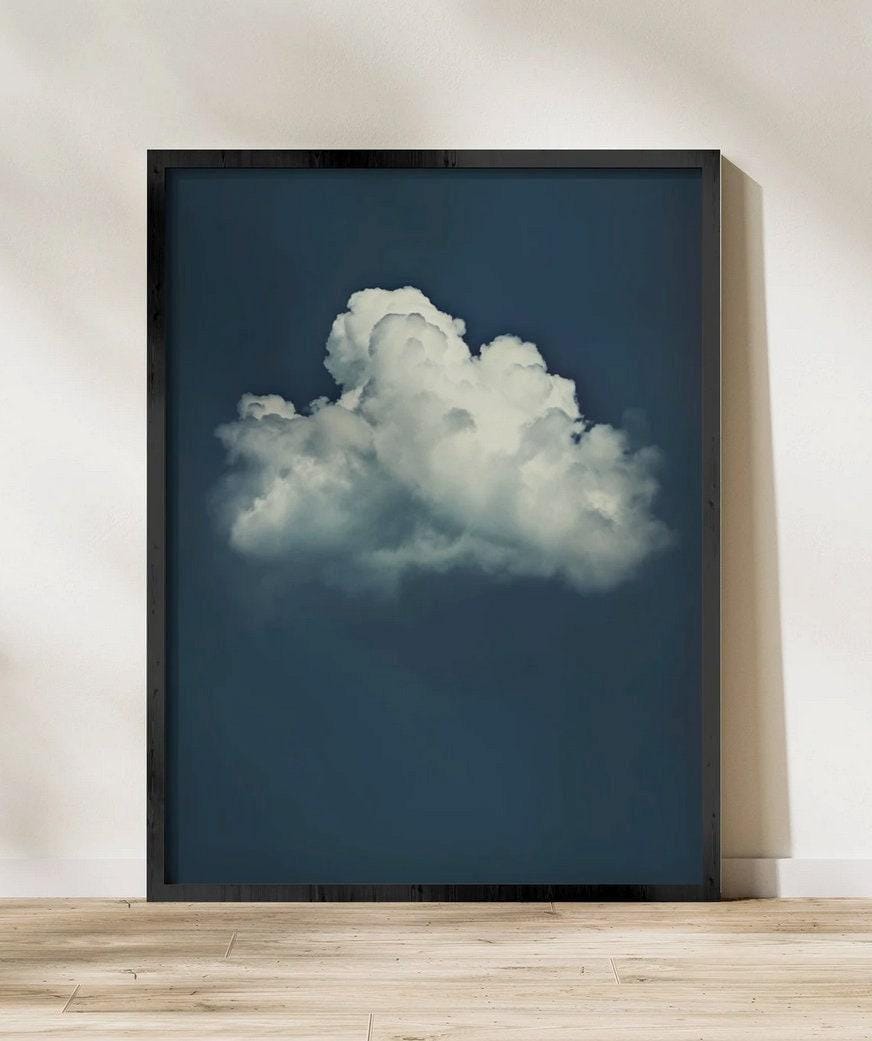 Moody Cloud Wall Art: Serene Blue Sky - Minimalist Home Decor