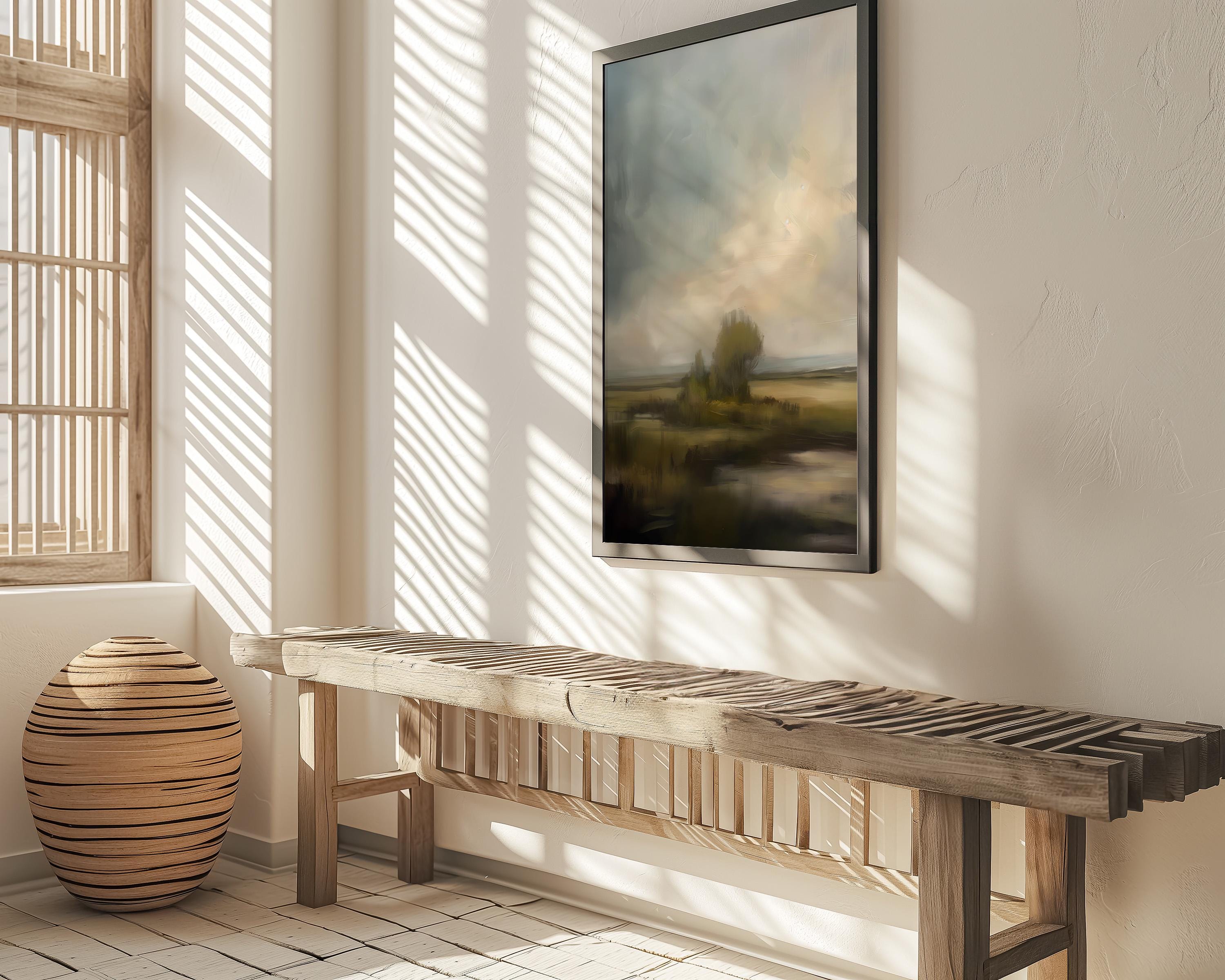Moody Vintage Landscape Print: Rustic Countryside Art (Canvas or Framed)