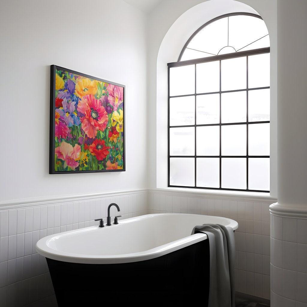 The Joyful Field: Vibrant & Colorful Wildflower Meadow | Impressionist Floral Wall Art