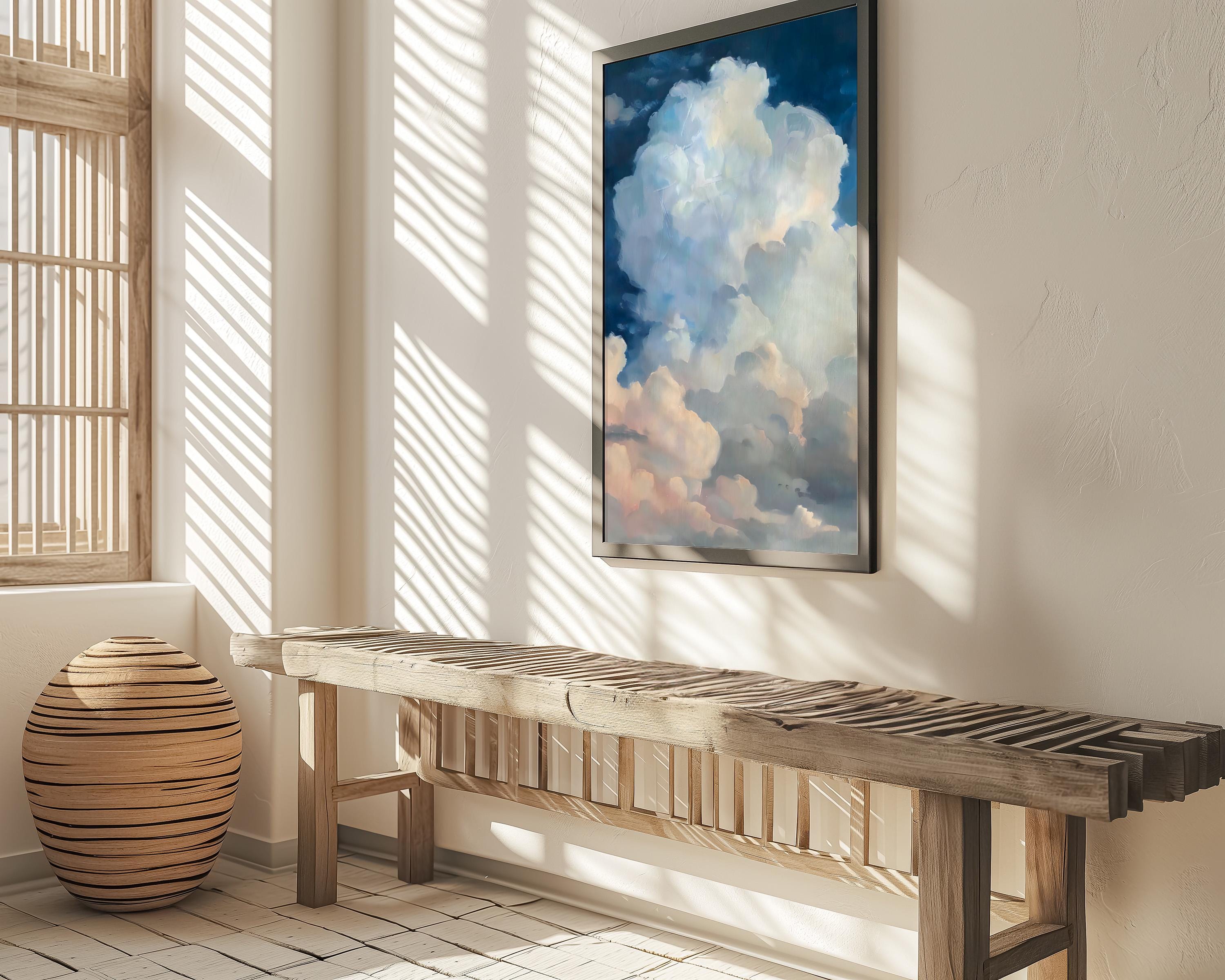 The Empyrean: Dramatic Ethereal Cloudscape in Blue & Peach | Majestic & Serene Sky Art