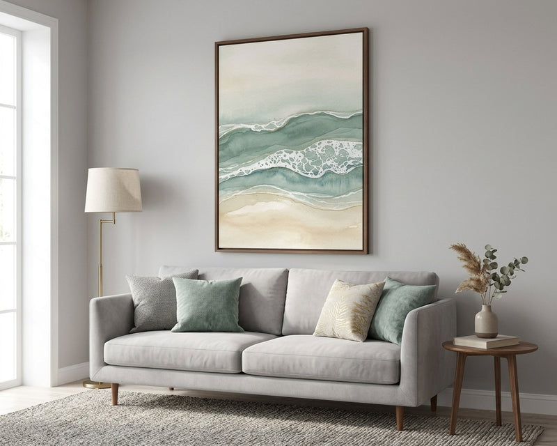 Abstract Ocean Waves Watercolor Print