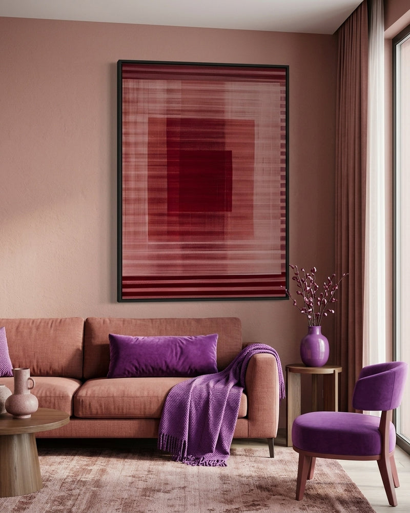 Abstract Red Geometric Wall Art Print