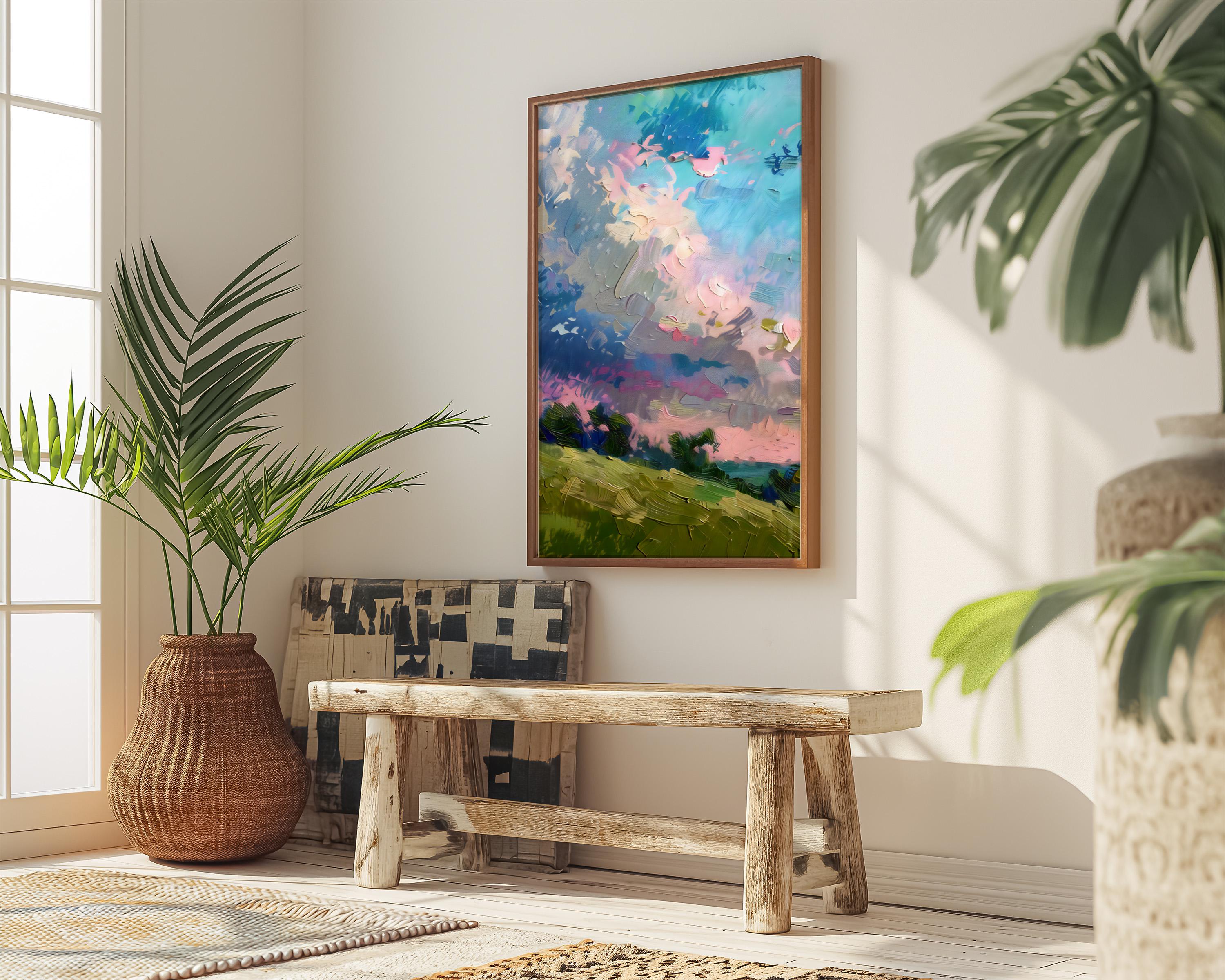 Dreamscape Horizon: Vibrant Abstract Landscape Canvas Art | Colorful & Expressive Wall Decor