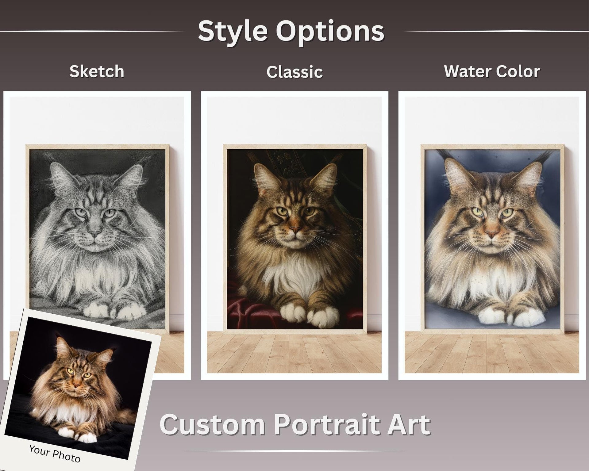 Cat Portrait Artwork: Personalized Watercolor or Matte Print - From Your Photo