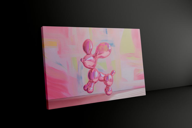 Pink Balloon Dog Art – Trendy Disco Pop Print | Vibrant Canvas Gallery Wrap