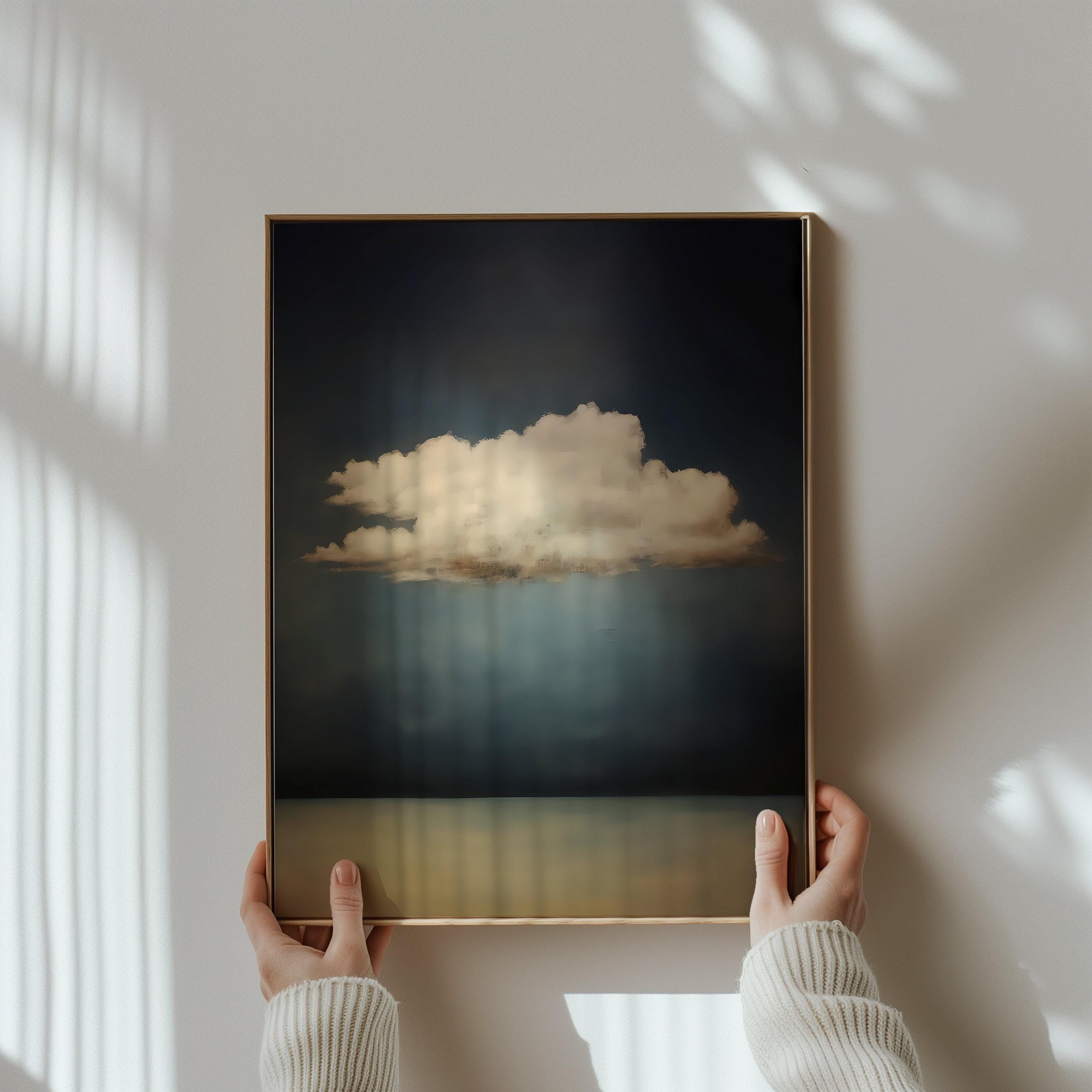 Moody Clouds Wall Art: Vintage Minimalist Print (Muted Palette)