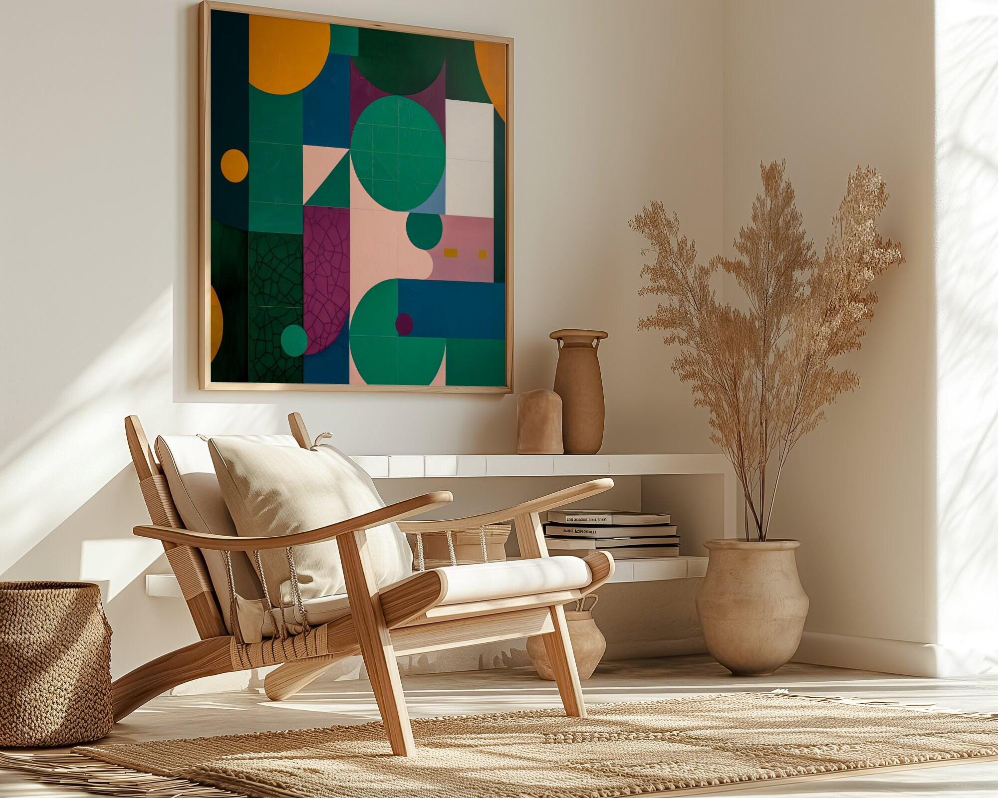 Geometric Harmony: Modern Minimalist Abstract Art | Colorful & Balanced Wall Decor